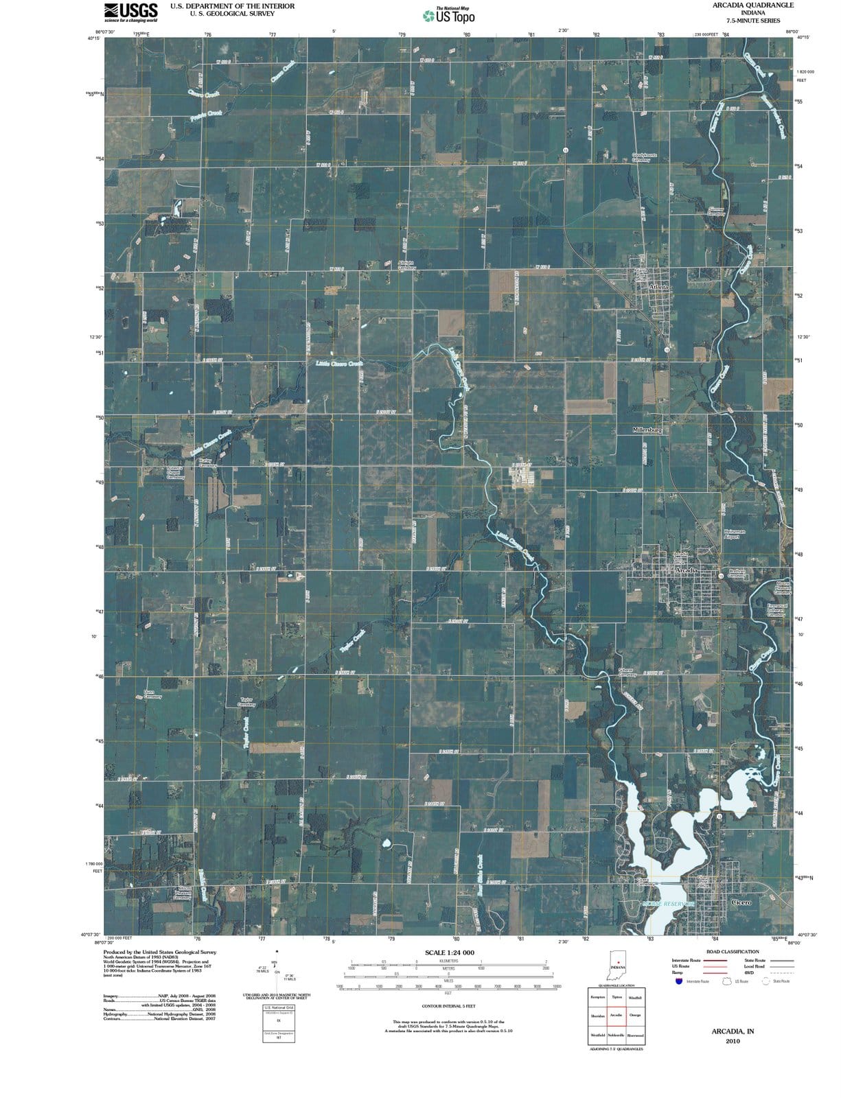 2010 Arcadia, in - Indiana - USGS Topographic Map