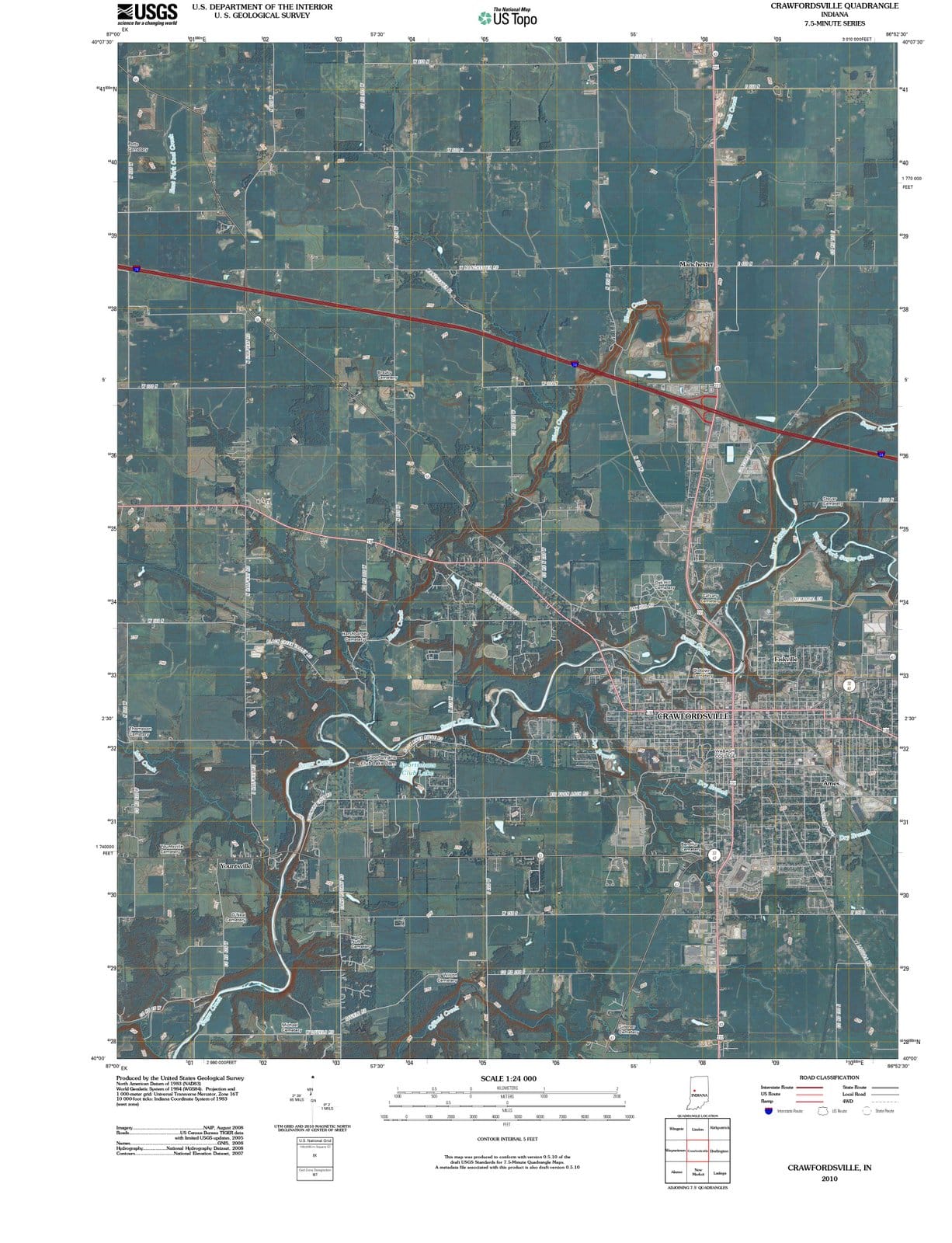 2010 Crawfordsville, in - Indiana - USGS Topographic Map