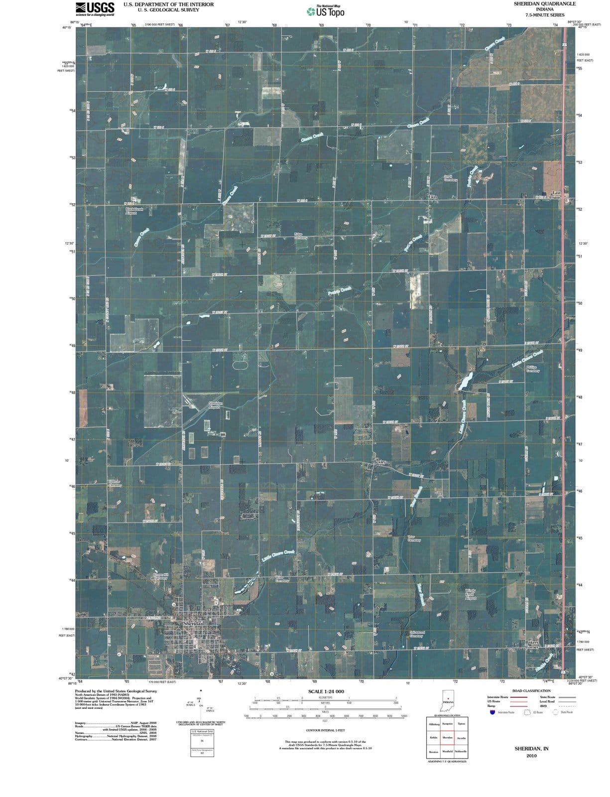 2010 Sheridan, in - Indiana - USGS Topographic Map