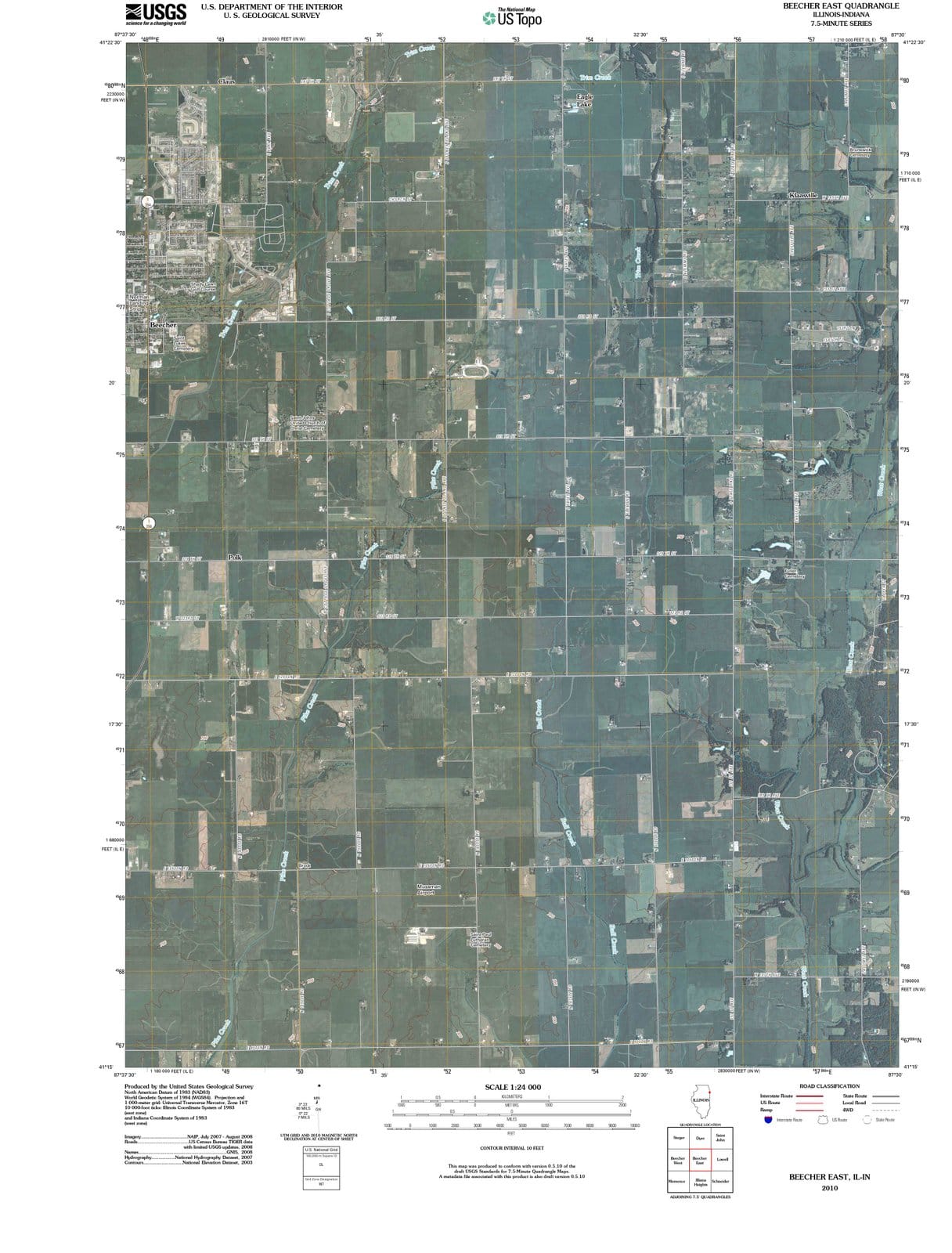 2010 Beecher East, IL - Illinois - USGS Topographic Map