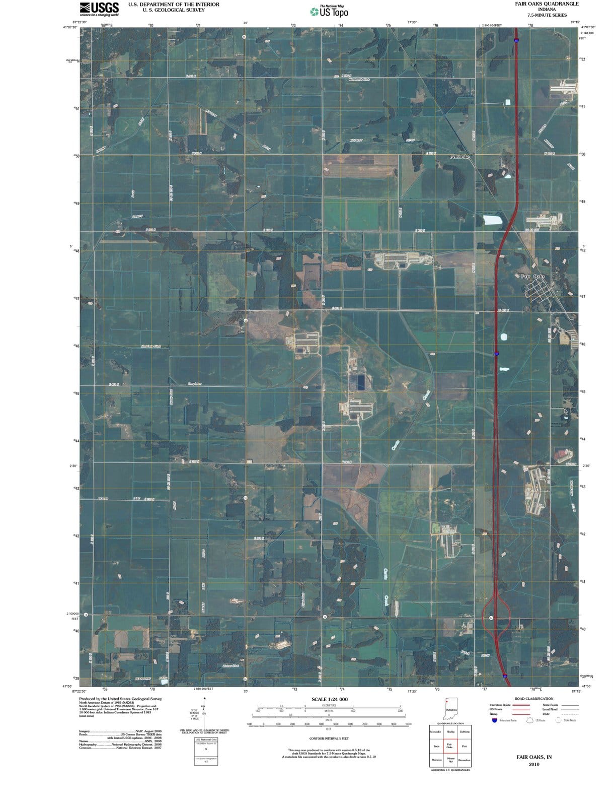 2010 Fair Oaks, in - Indiana - USGS Topographic Map