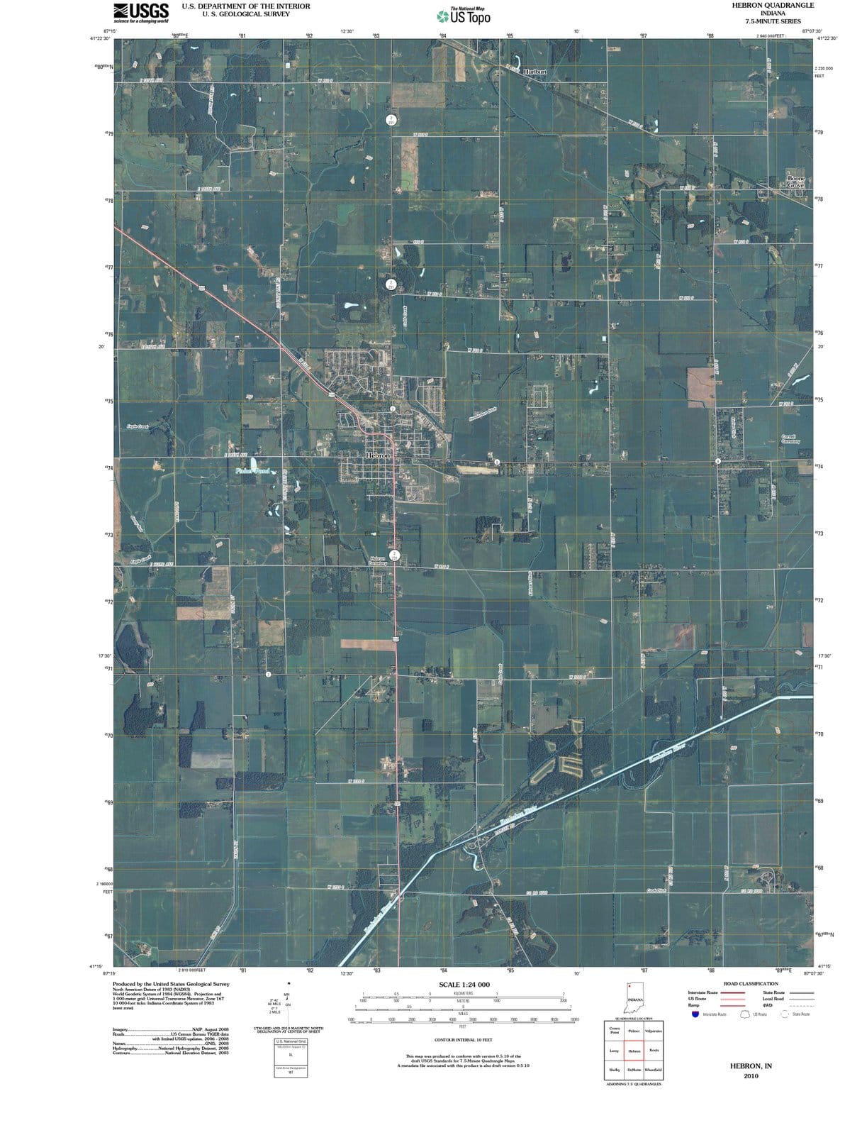 2010 Hebron, in - Indiana - USGS Topographic Map