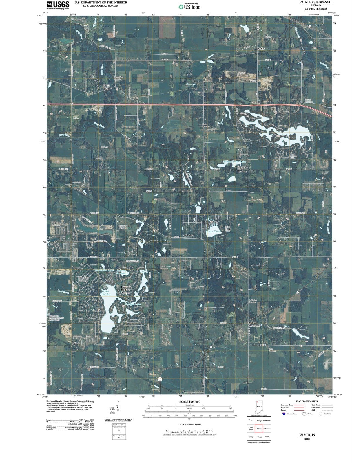 2010 Palmer, in - Indiana - USGS Topographic Map