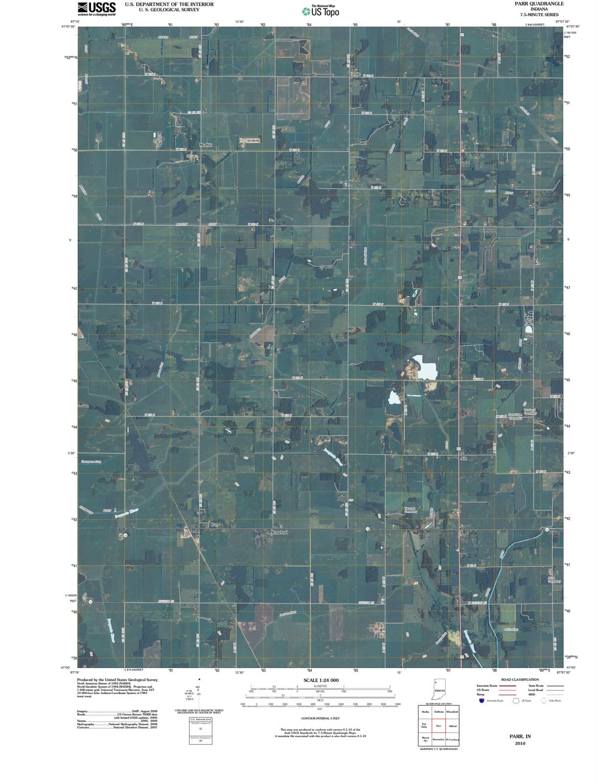 2010 Parr, in - Indiana - USGS Topographic Map