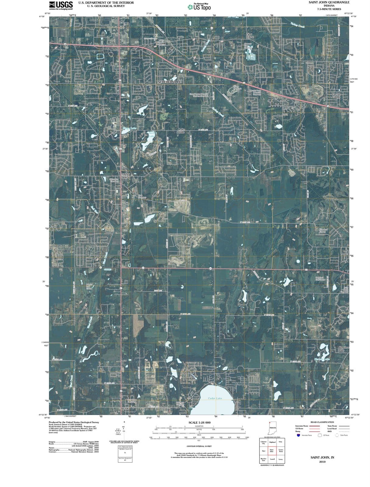 2010 Saint John, in - Indiana - USGS Topographic Map