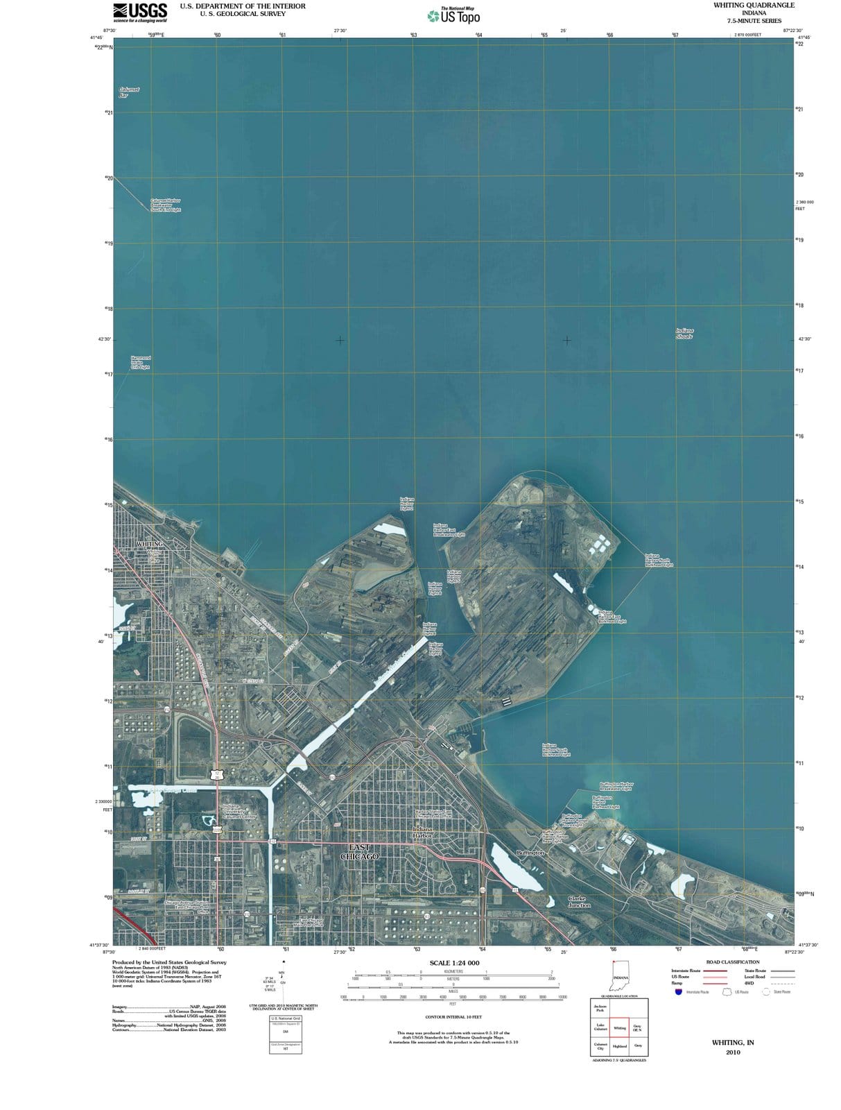 2010 Whiting, in - Indiana - USGS Topographic Map