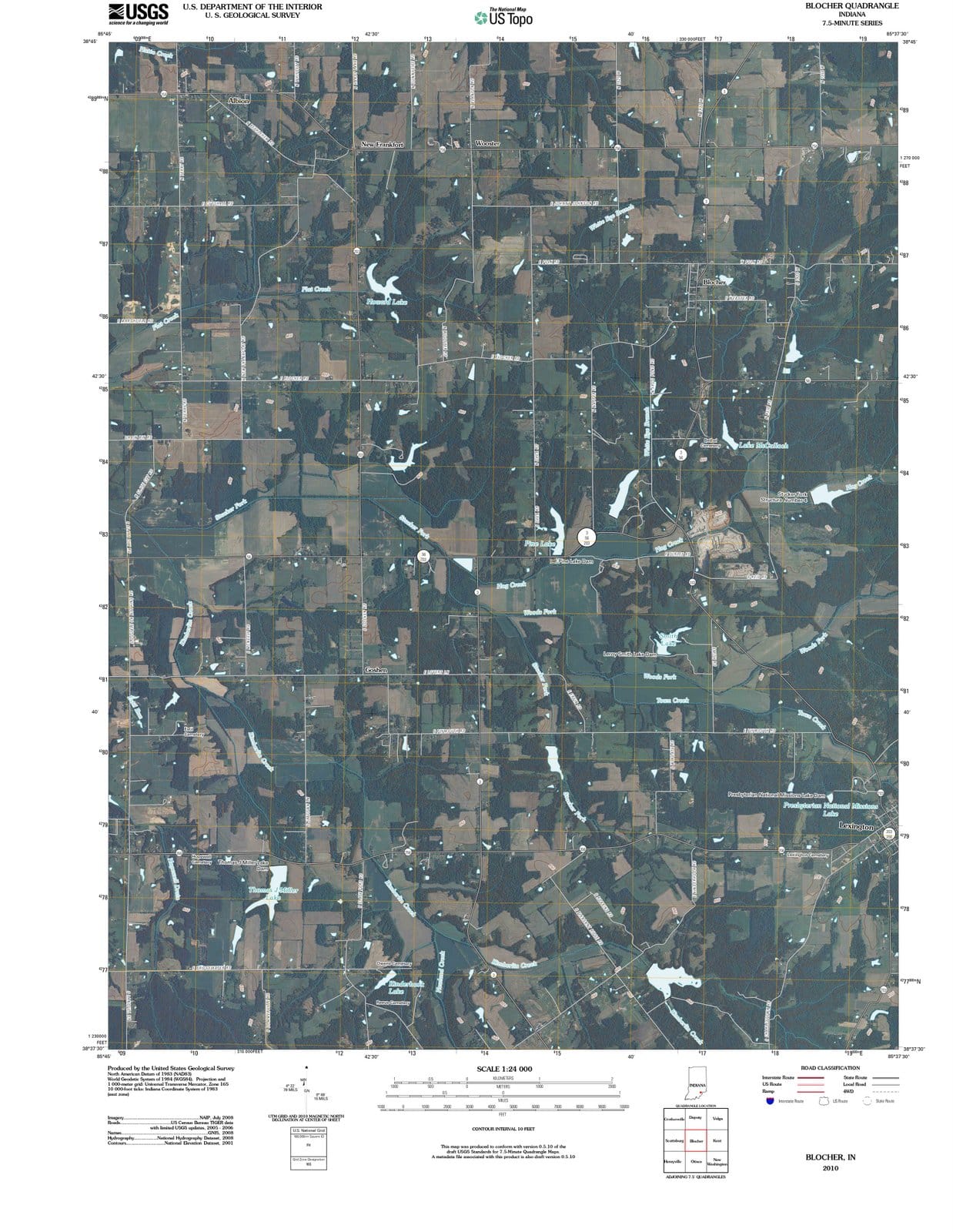 2010 Blocher, in - Indiana - USGS Topographic Map