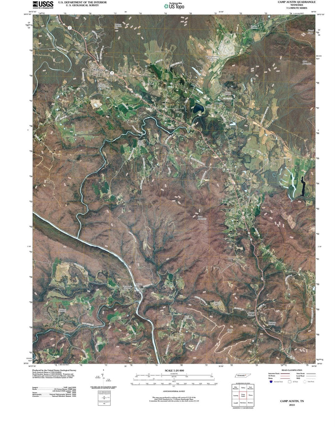 2010 Camp Austin, TN - Tennessee - USGS Topographic Map