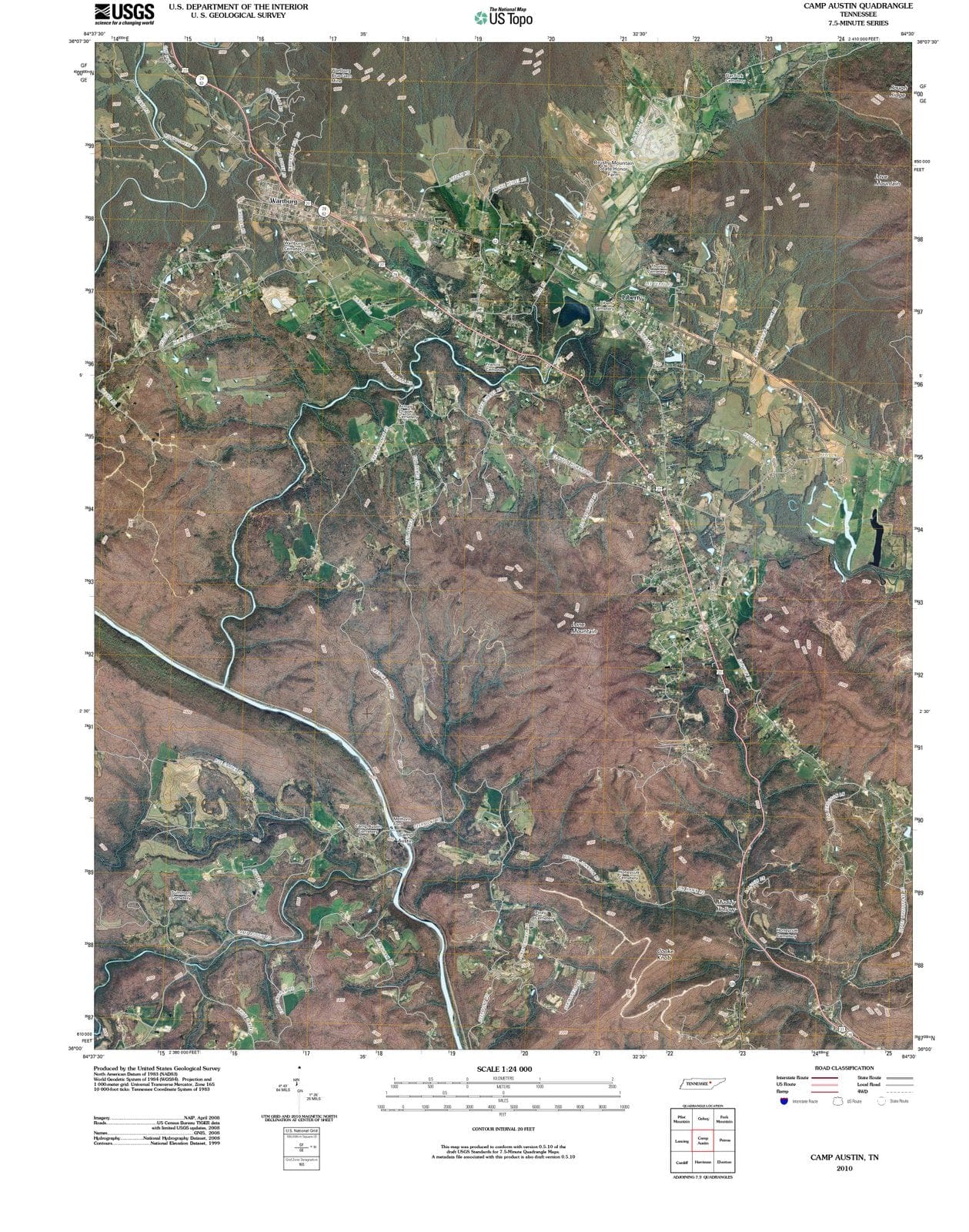 2010 Camp Austin, TN - Tennessee - USGS Topographic Map