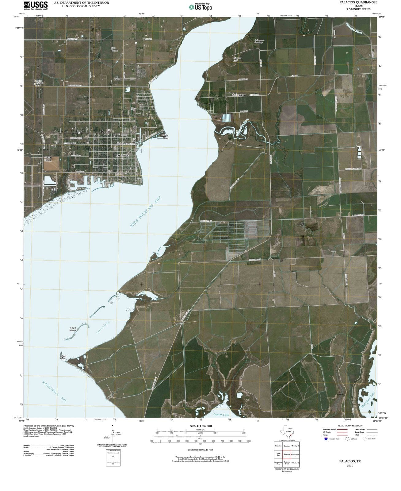 2010 Palacios, TX - Texas - USGS Topographic Map