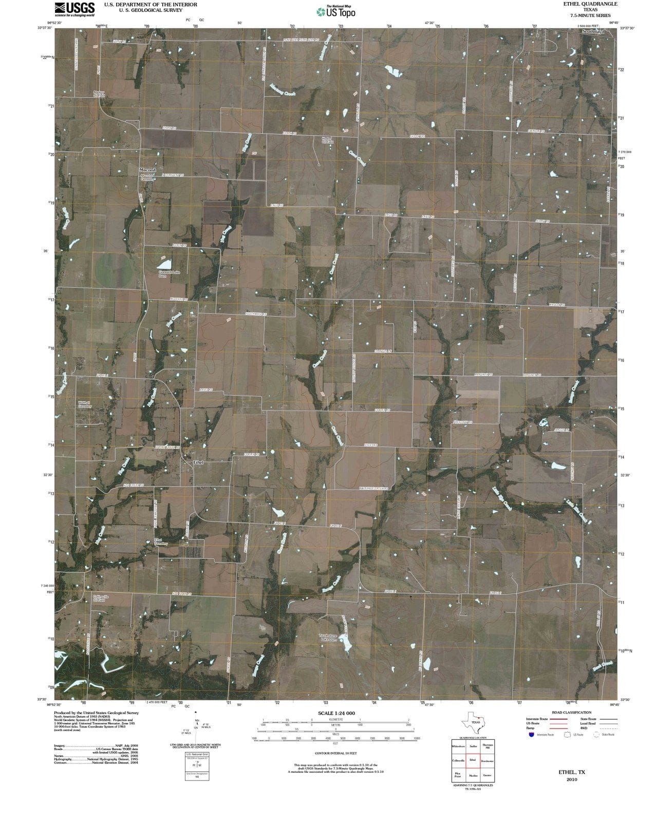 2010 Ethel, TX - Texas - USGS Topographic Map