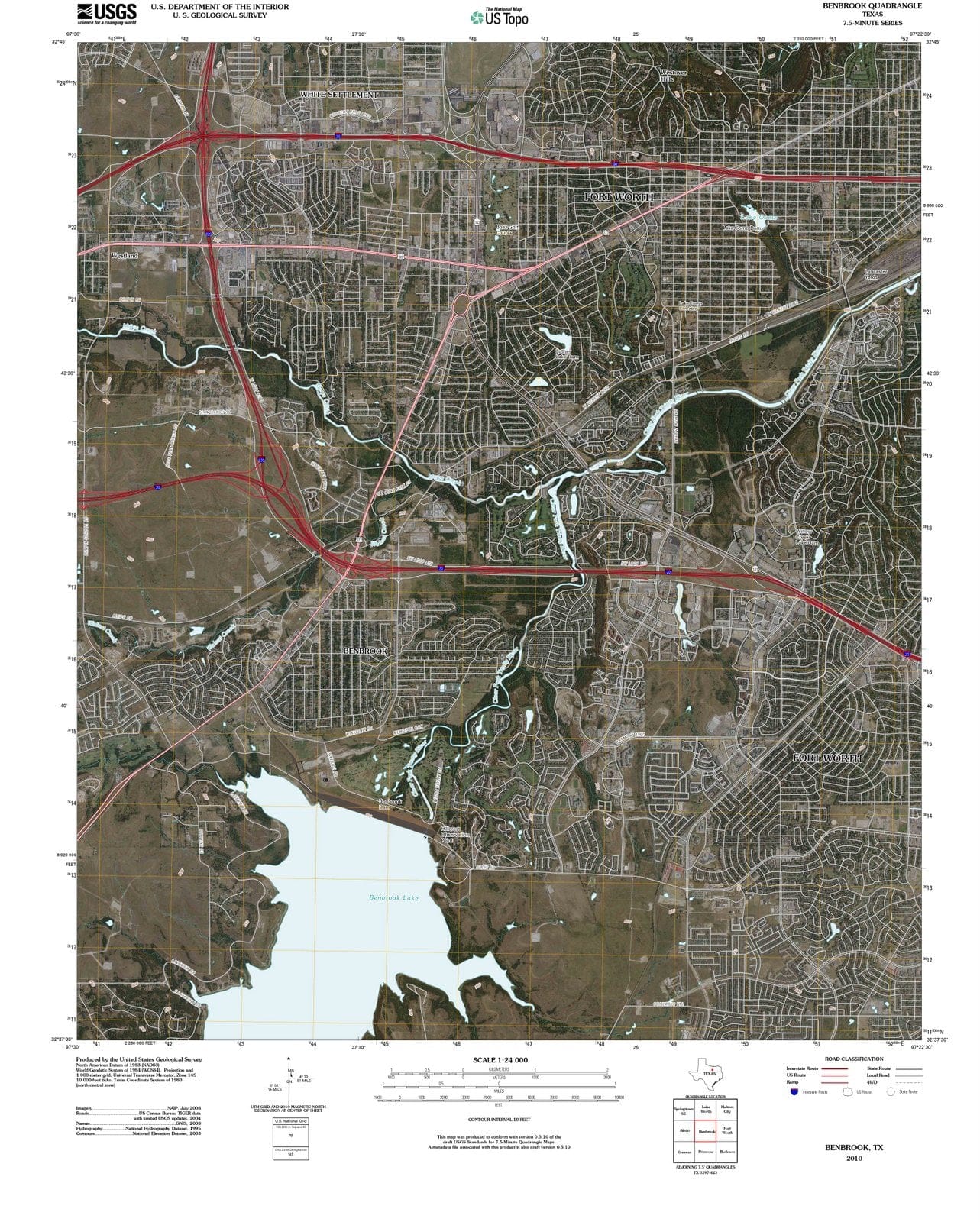 2010 Benbrook, TX - Texas - USGS Topographic Map
