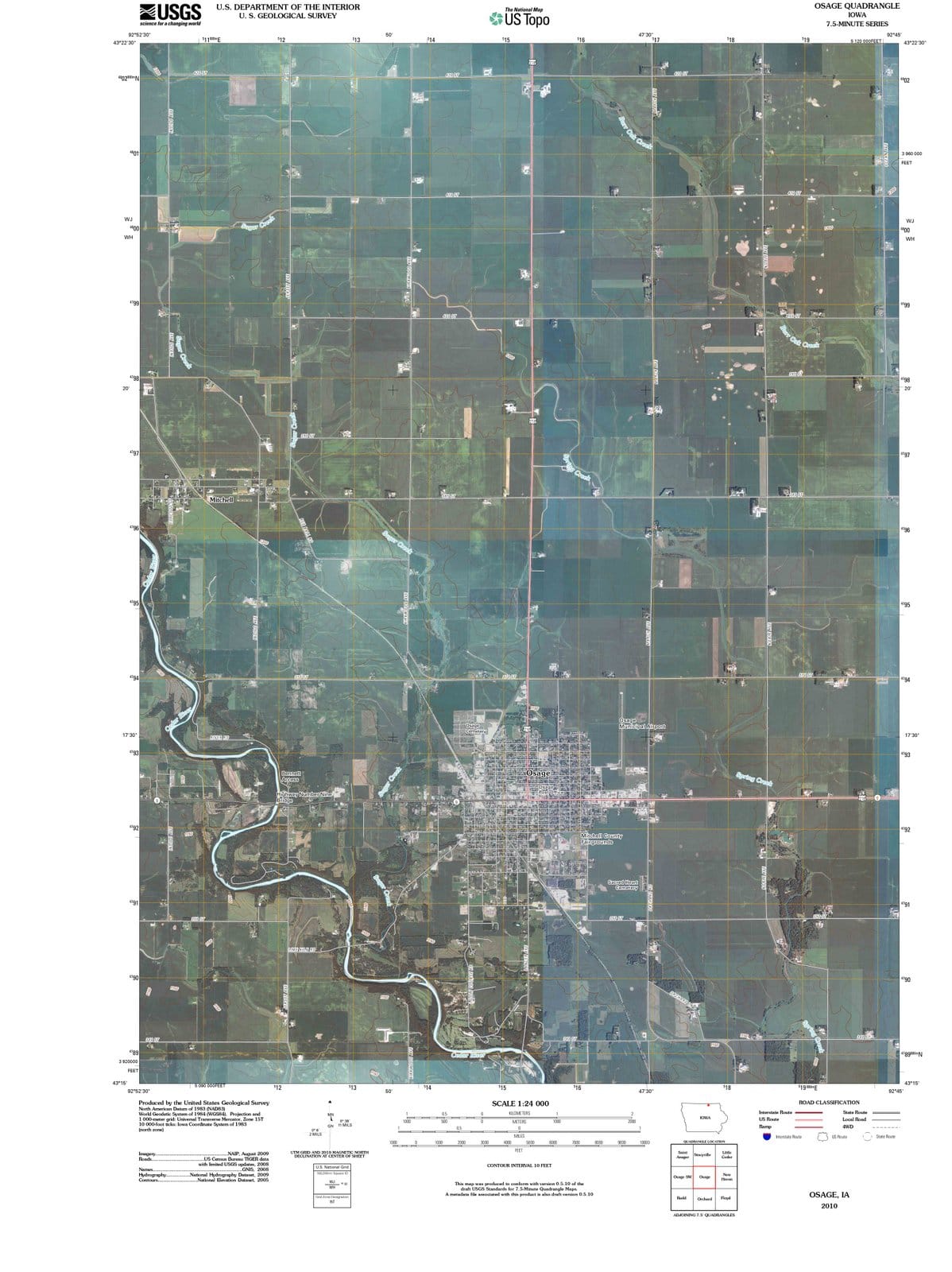 2010 Osage, IA - Iowa - USGS Topographic Map