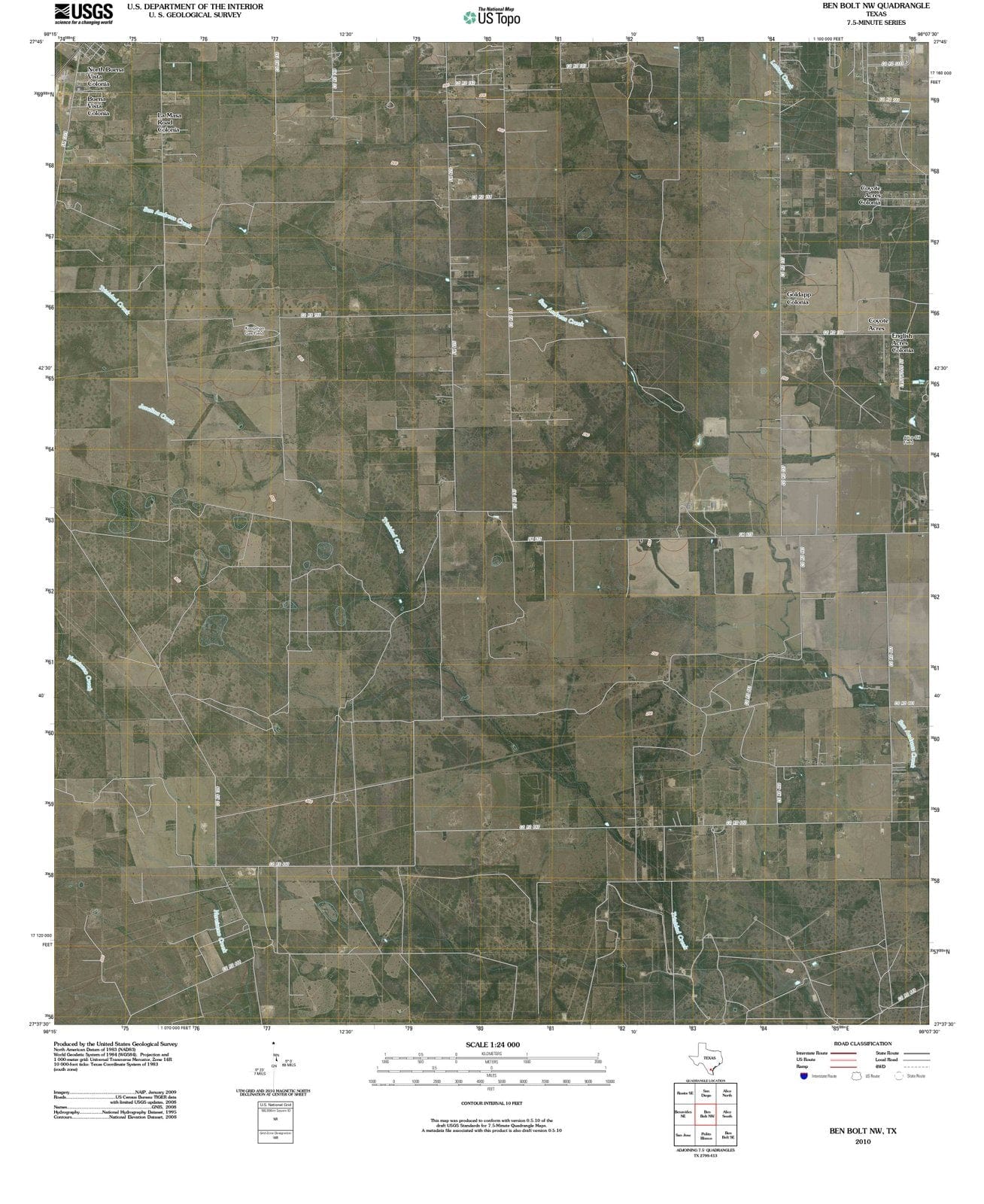 2010 Ben Bolt, TX - Texas - USGS Topographic Map