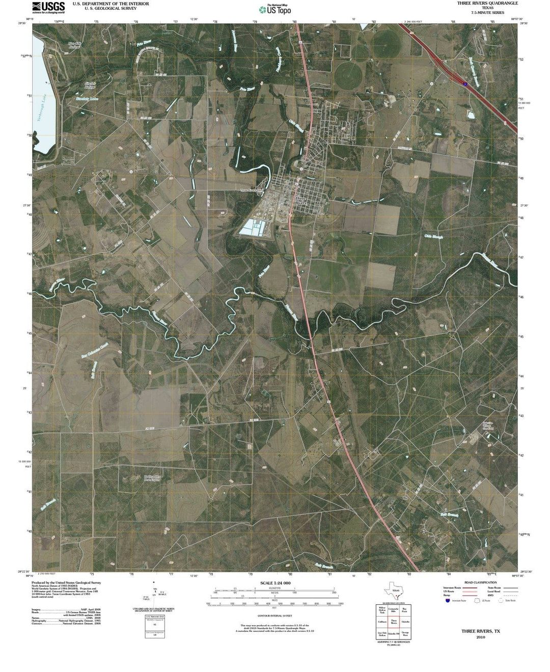 2010 Three Rivers, TX - Texas - USGS Topographic Map