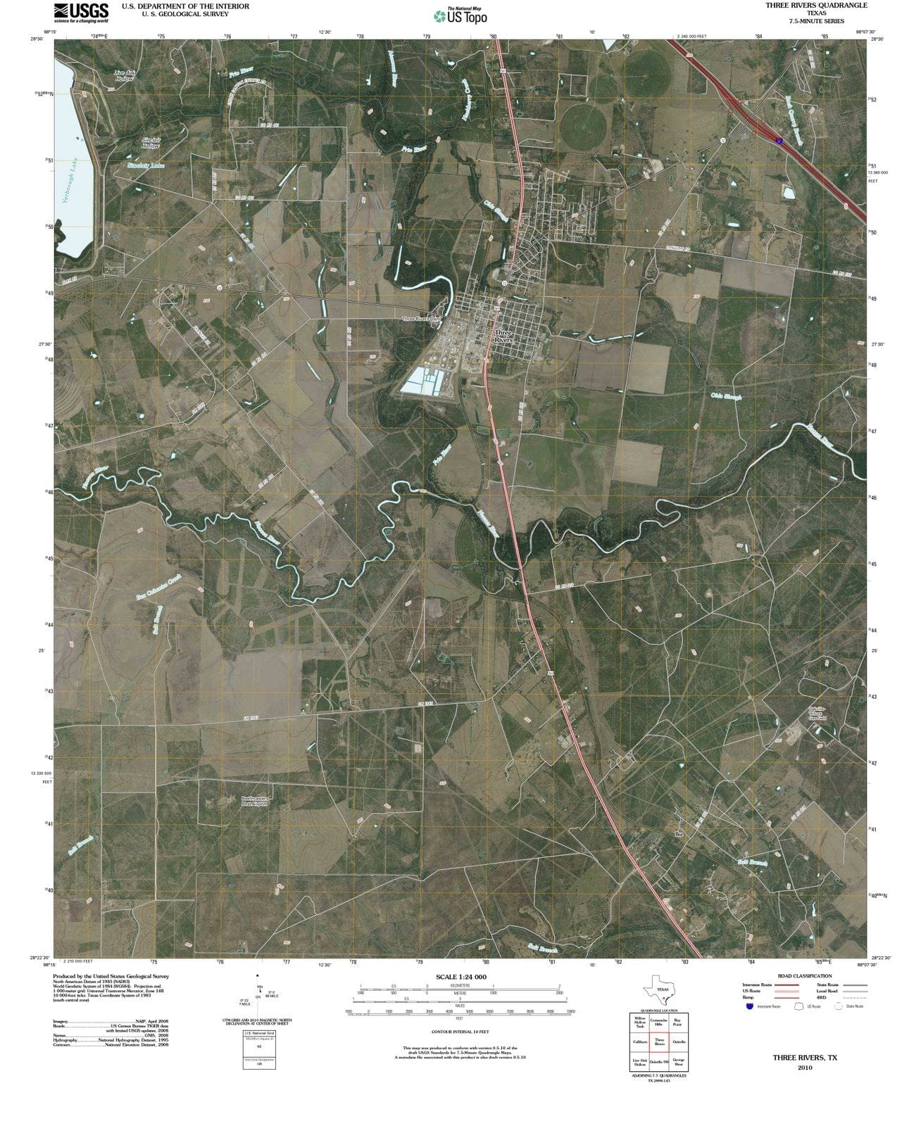 2010 Three Rivers, TX - Texas - USGS Topographic Map