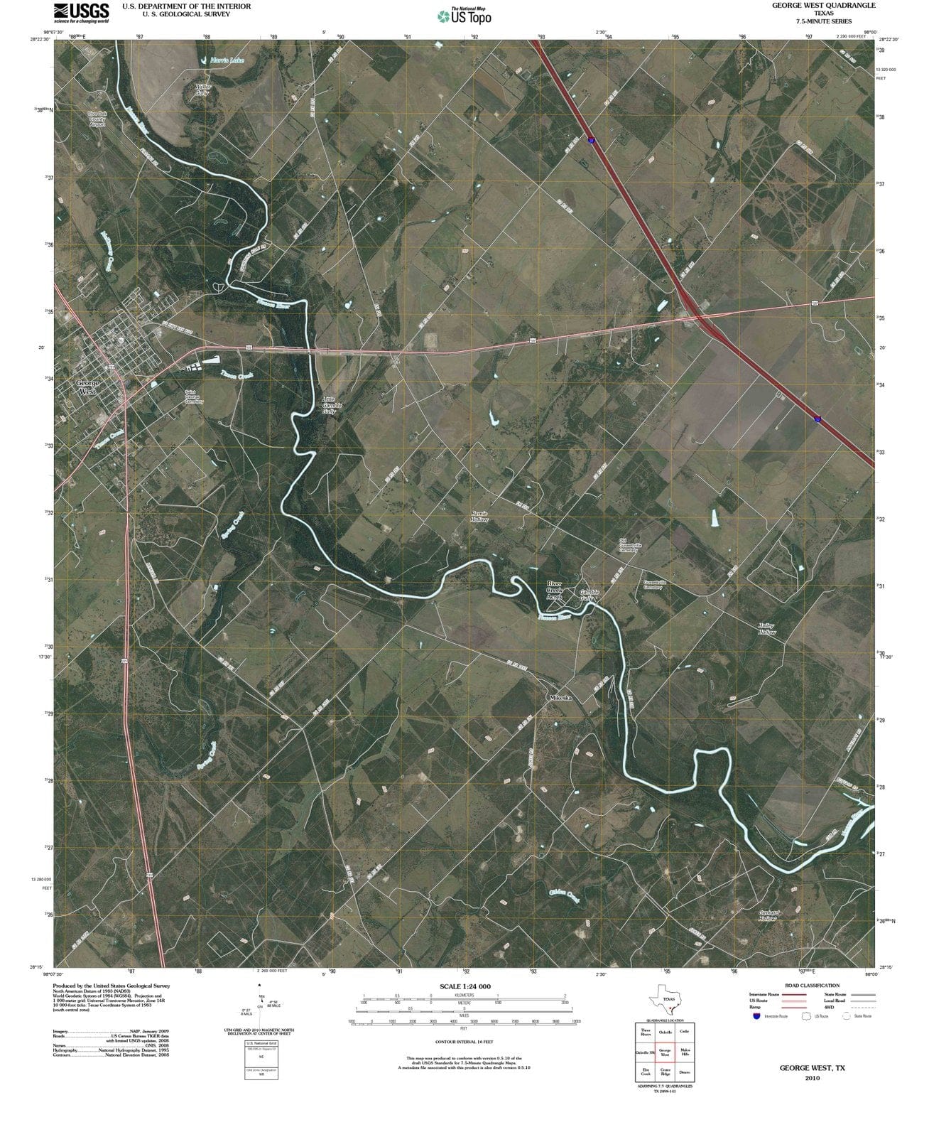 2010 George West, TX - Texas - USGS Topographic Map
