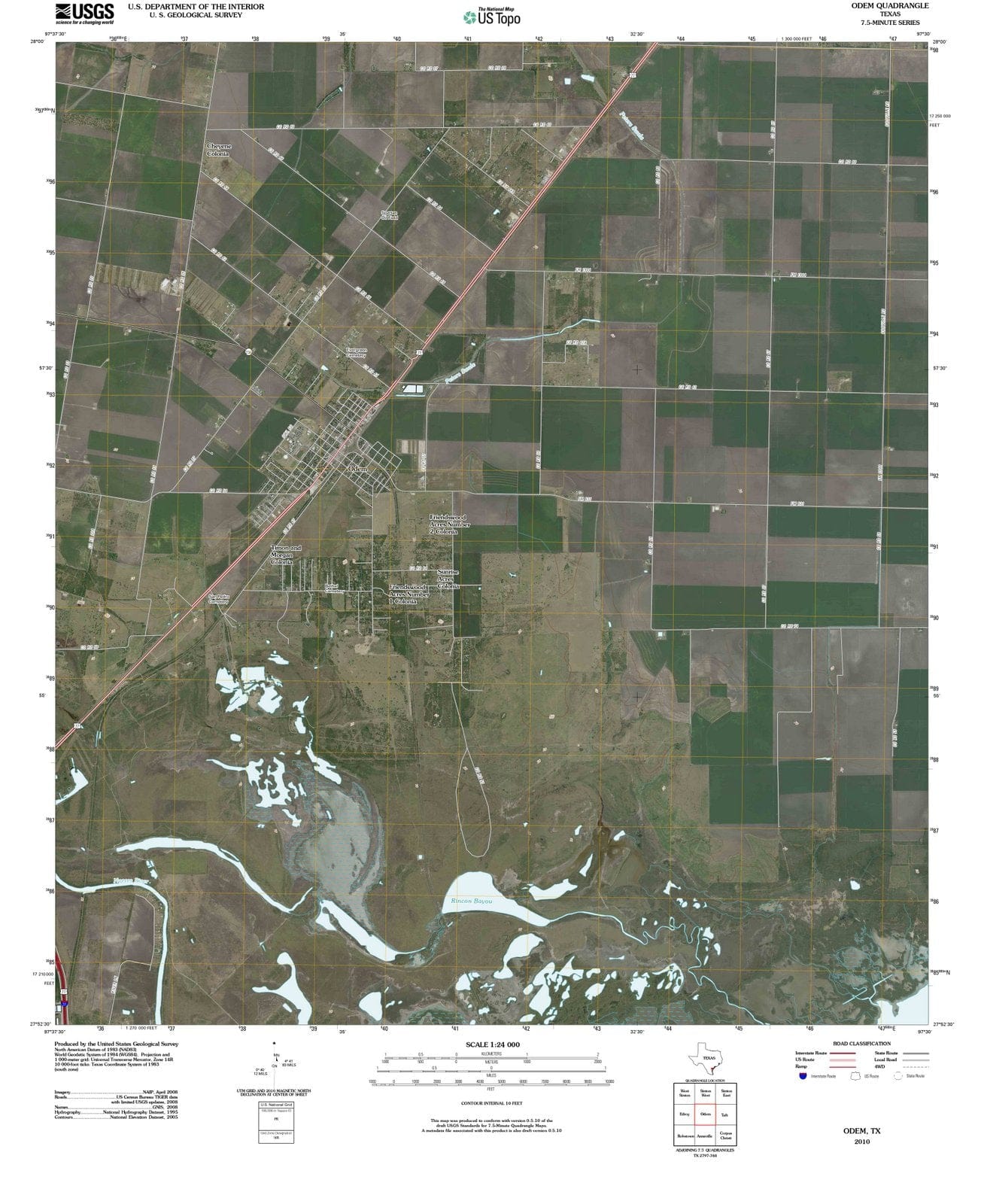 2010 Odem, TX - Texas - USGS Topographic Map