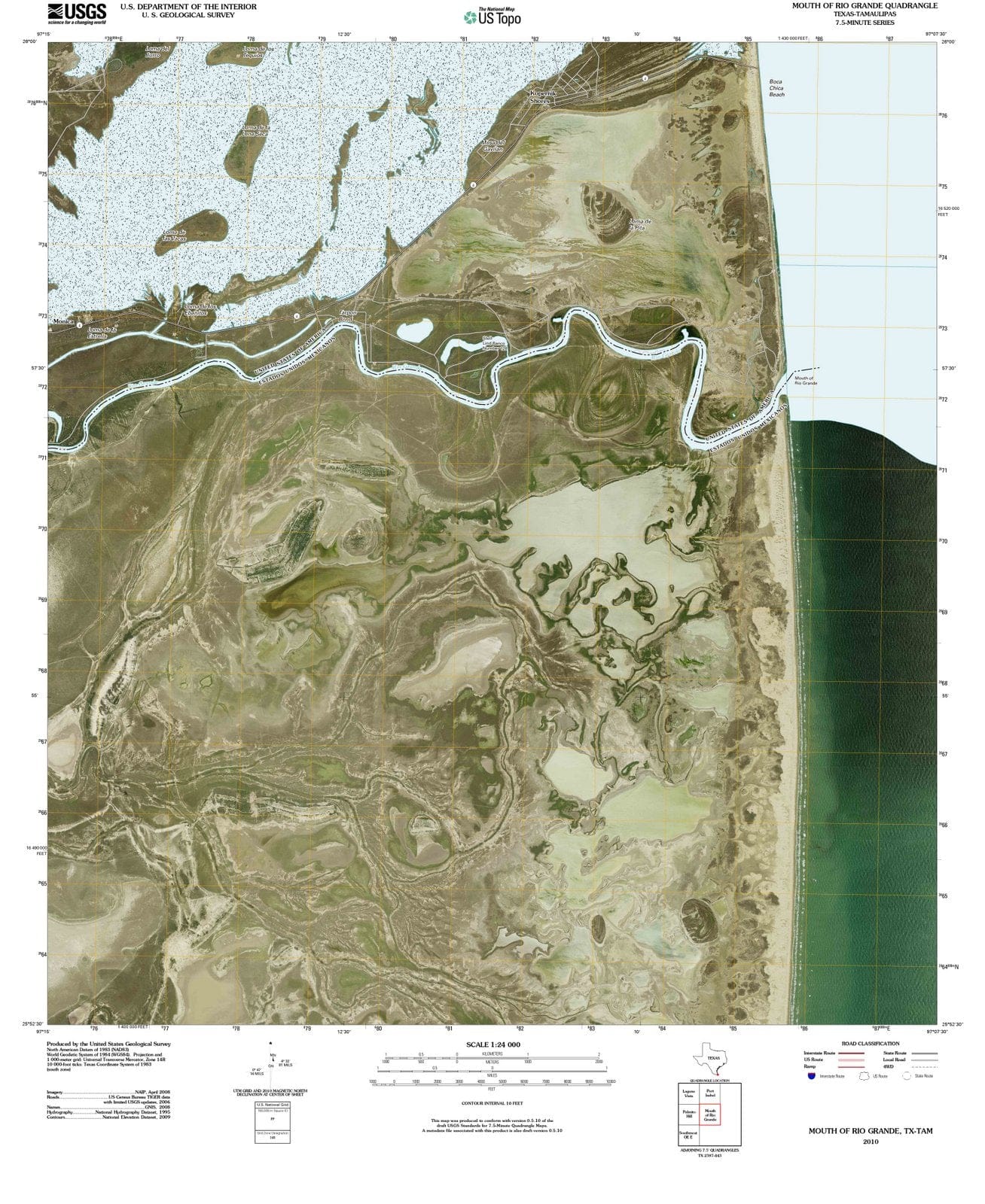 2010 Mouth of Rio Grande, TX - Texas - USGS Topographic Map