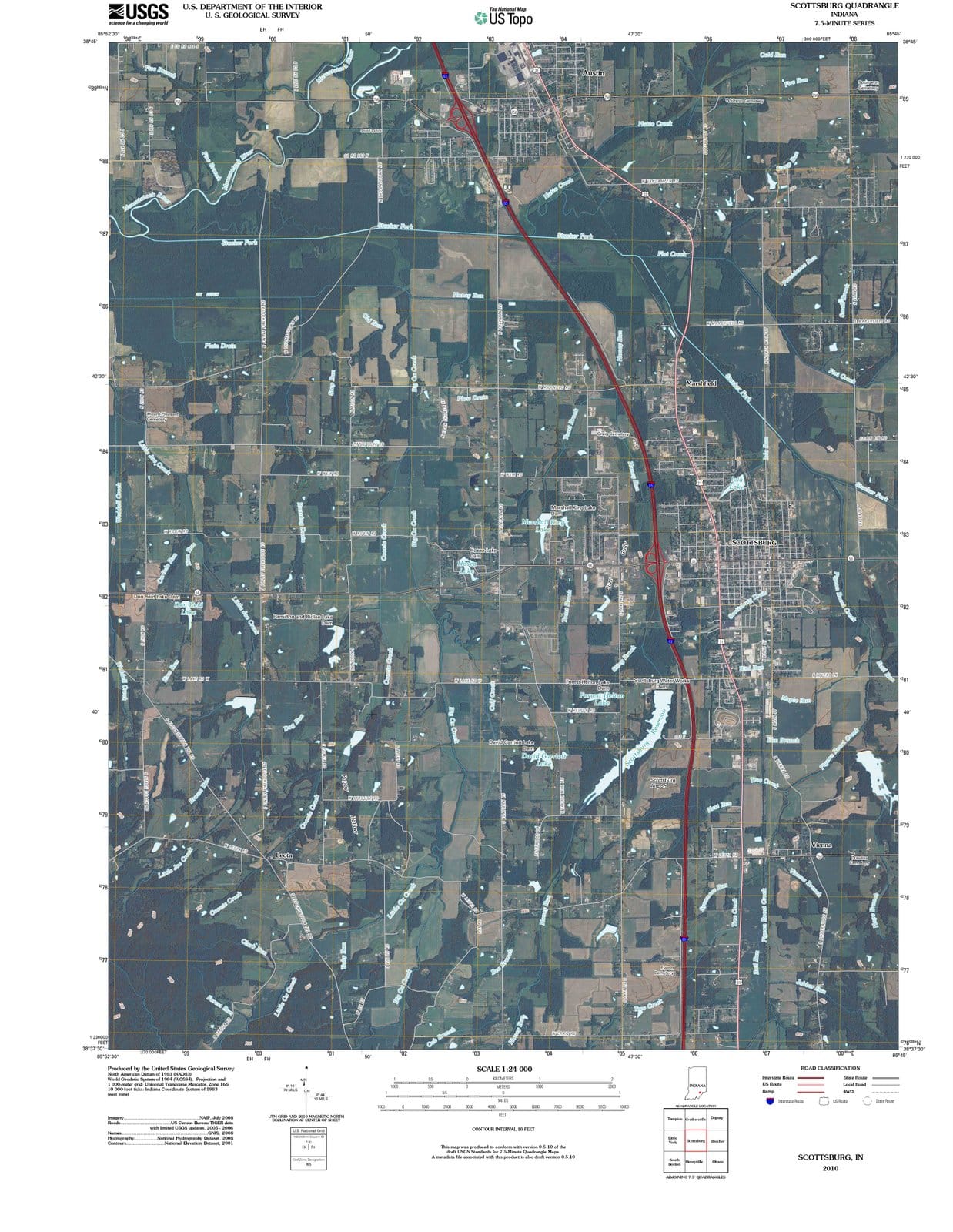 2010 Scottsburg, in - Indiana - USGS Topographic Map
