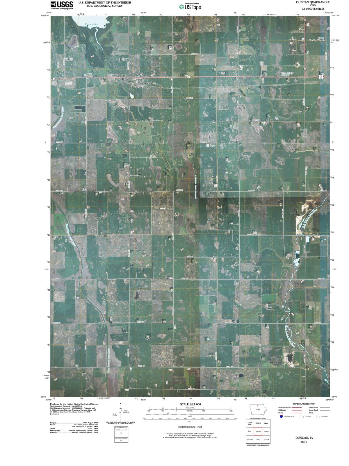 2010 Duncan, IA - Iowa - USGS Topographic Map