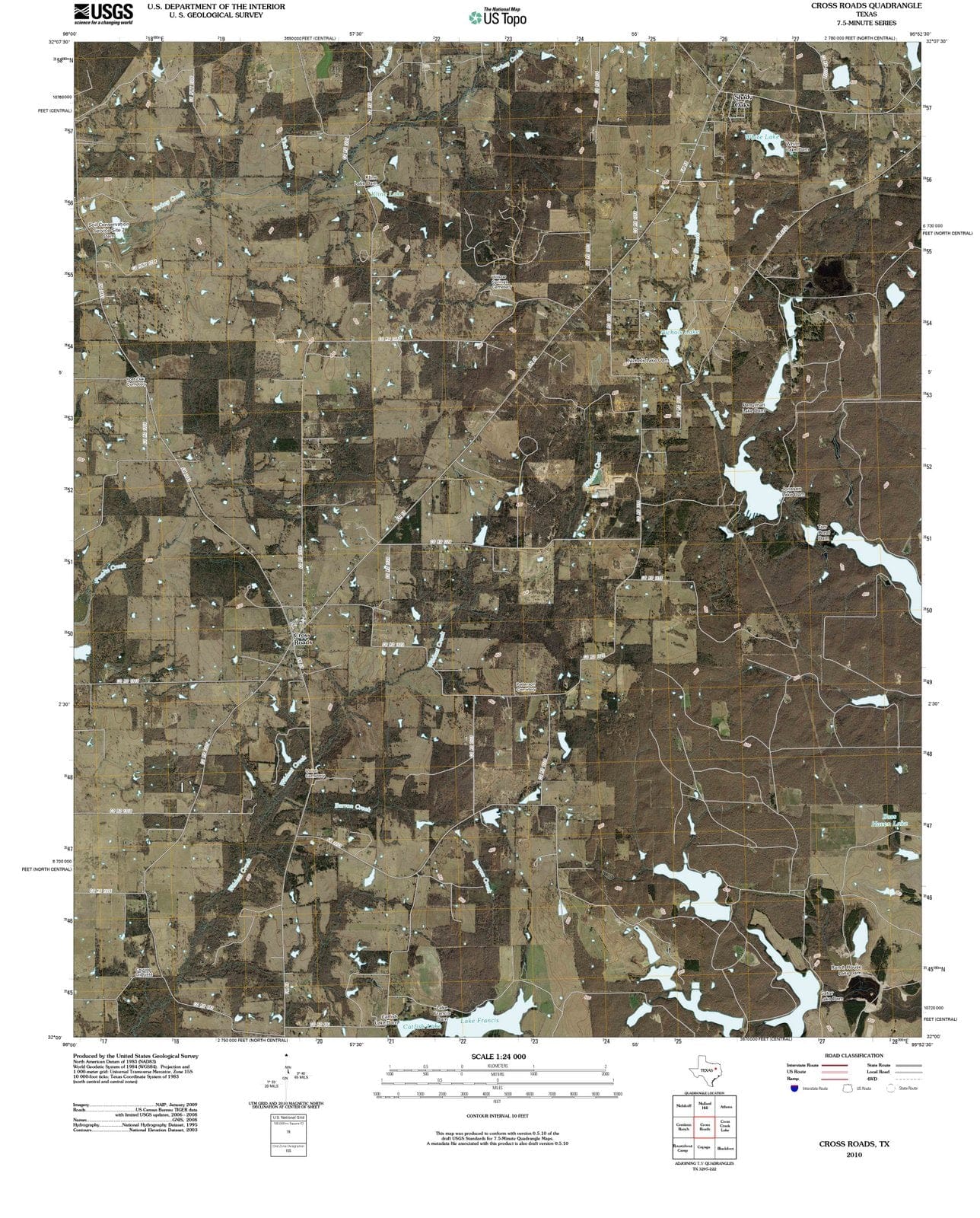 2010 Cross Roads, TX - Texas - USGS Topographic Map