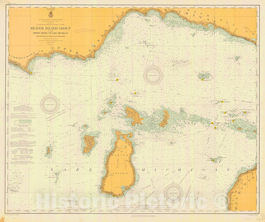 Historic Historic Nautical Map - Beaver Island Group Including North Shore Of Lake Michigan From Waugoshance Point To Seul Choix Point, 1911 NOAA Chart - Antique Vintage Decor Poster Wall Art Reproduction