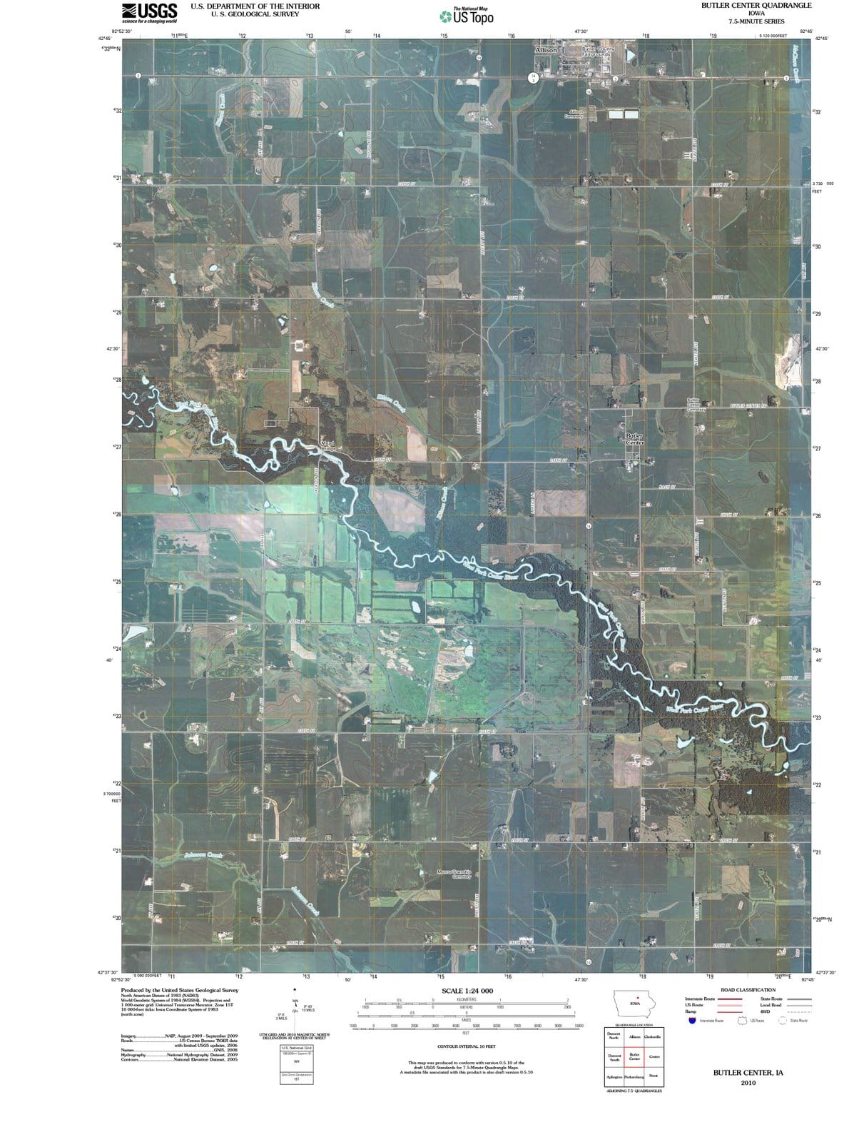 2010 Butler Center, IA - Iowa - USGS Topographic Map