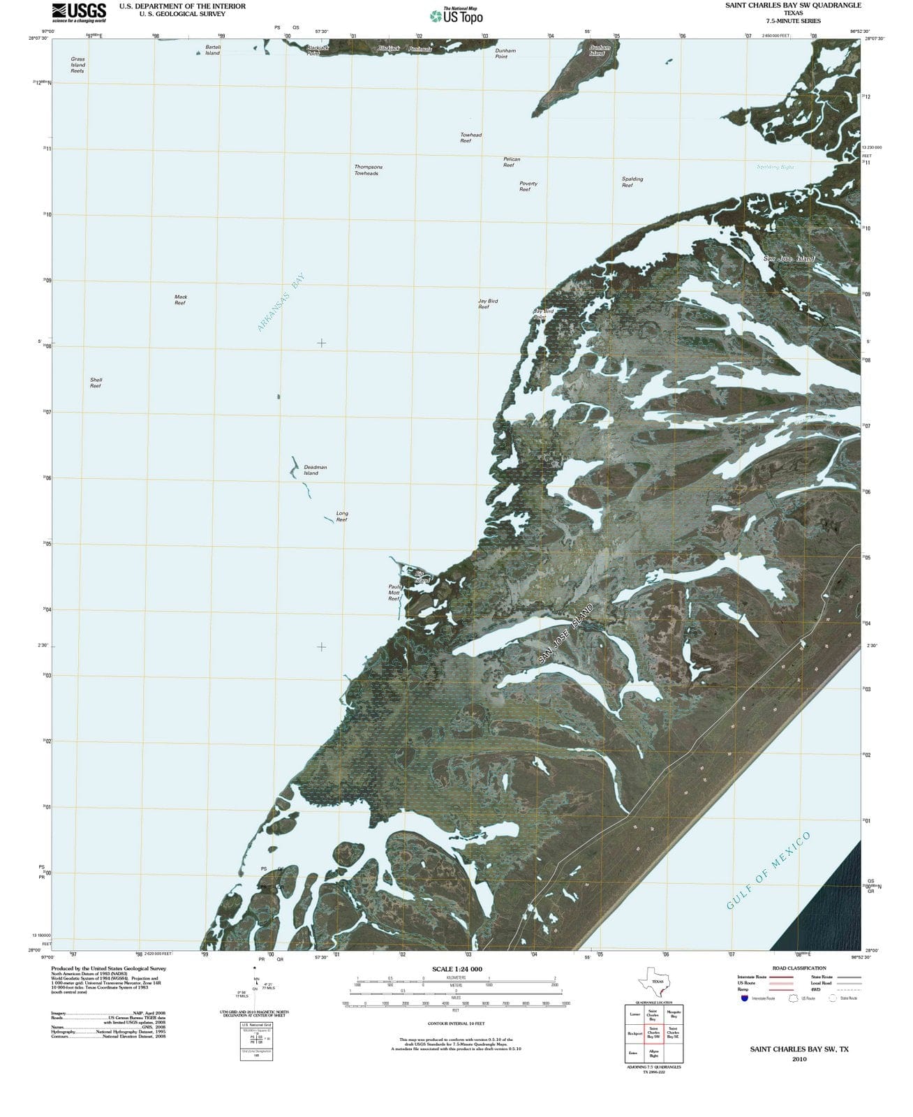2010 Saint Charles Bay, TX - Texas - USGS Topographic Map
