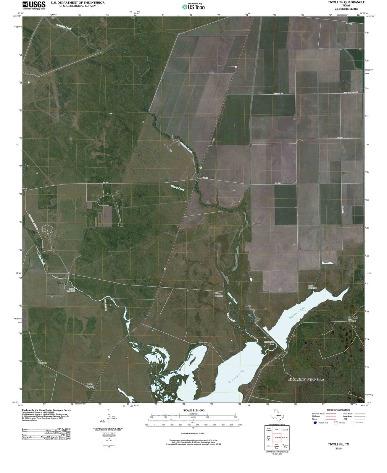 2010 Tivoli, TX - Texas - USGS Topographic Map