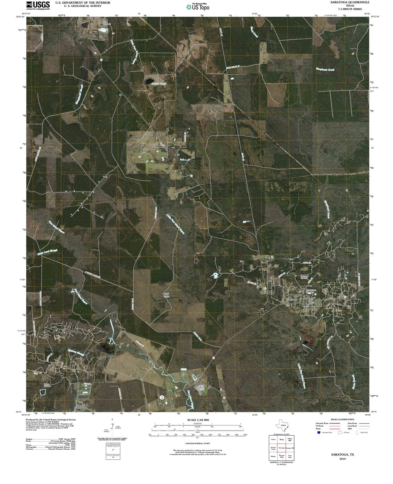 2010 Saratoga, TX - Texas - USGS Topographic Map