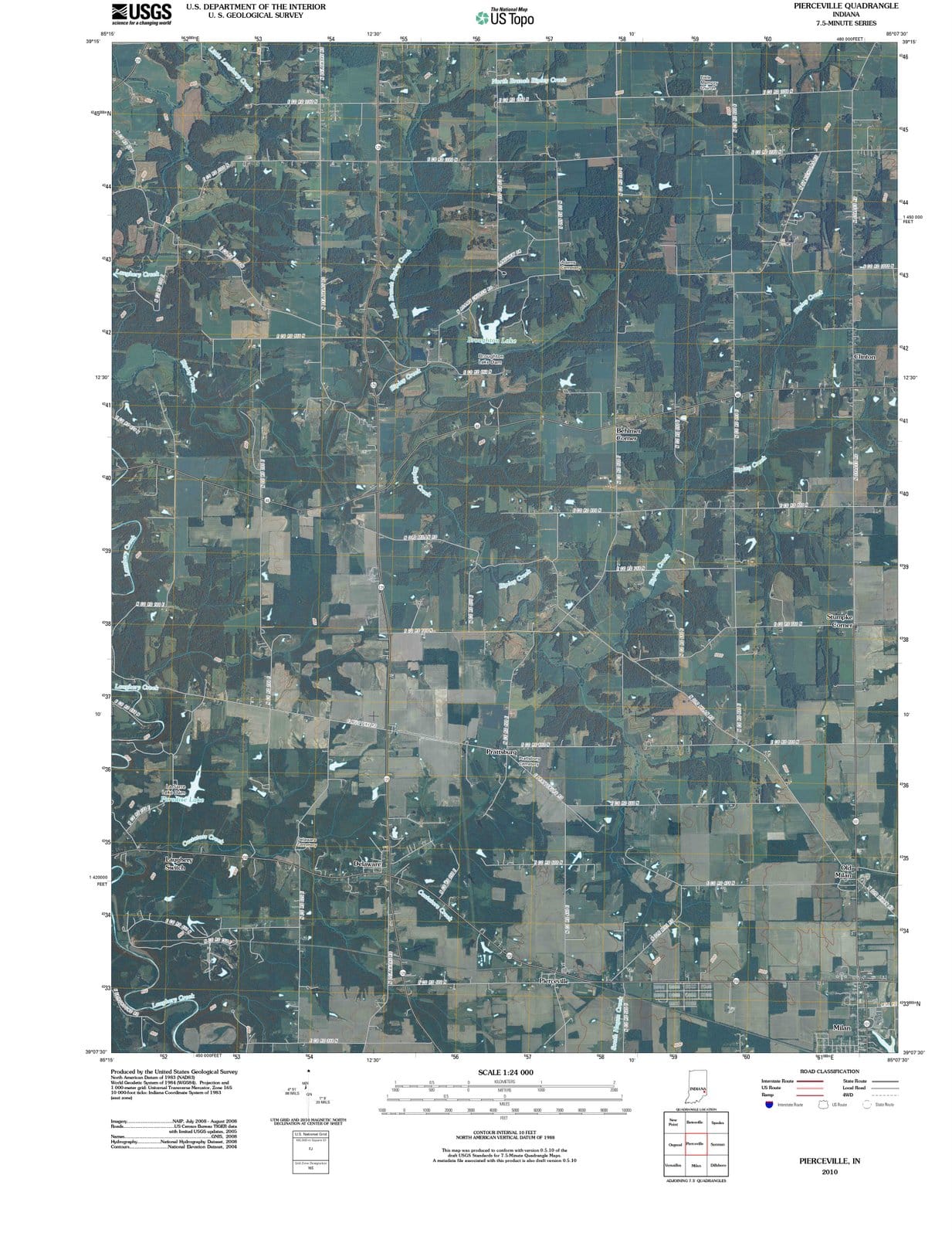 2010 Pierceville, in - Indiana - USGS Topographic Map