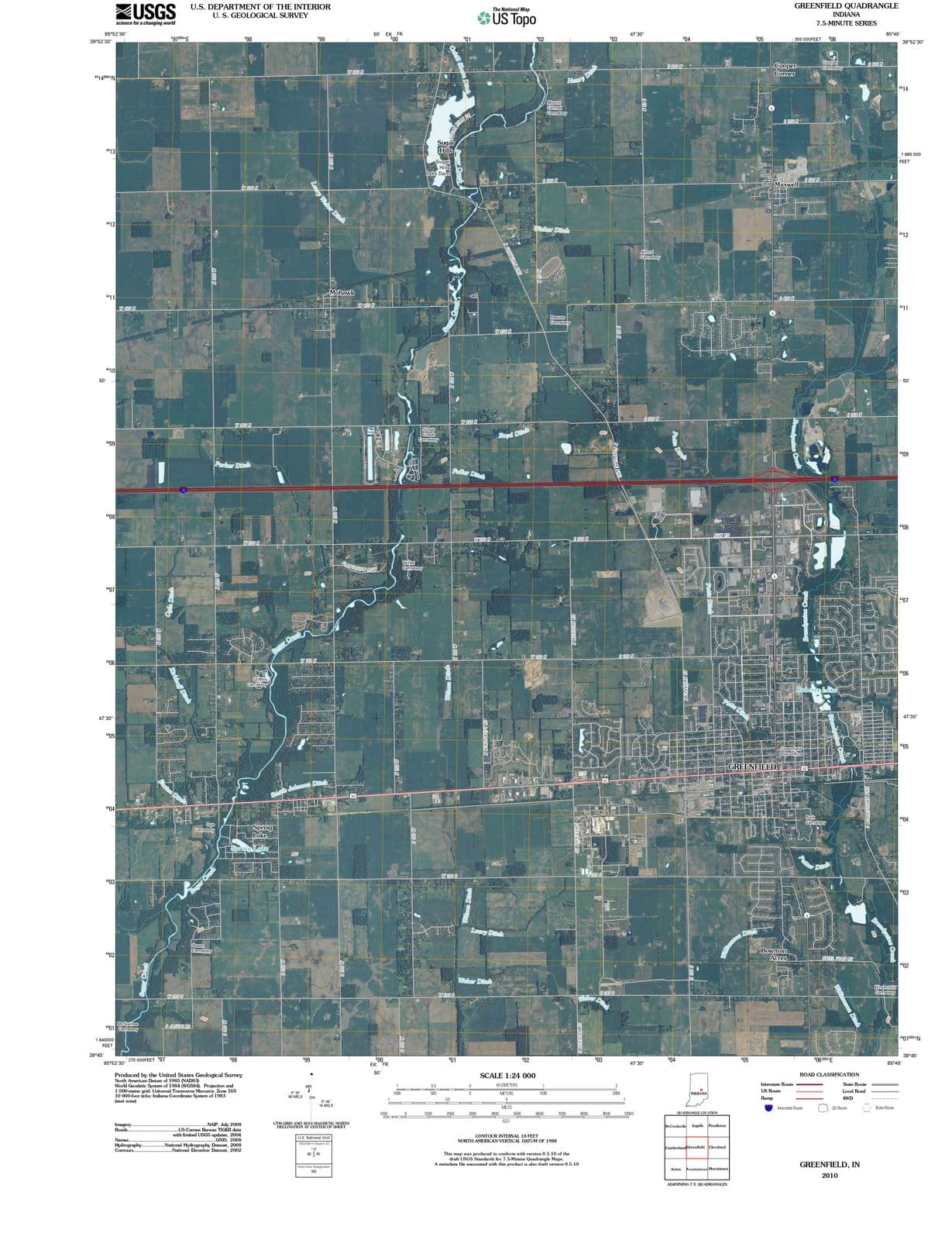 2010 Greenfield, in - Indiana - USGS Topographic Map