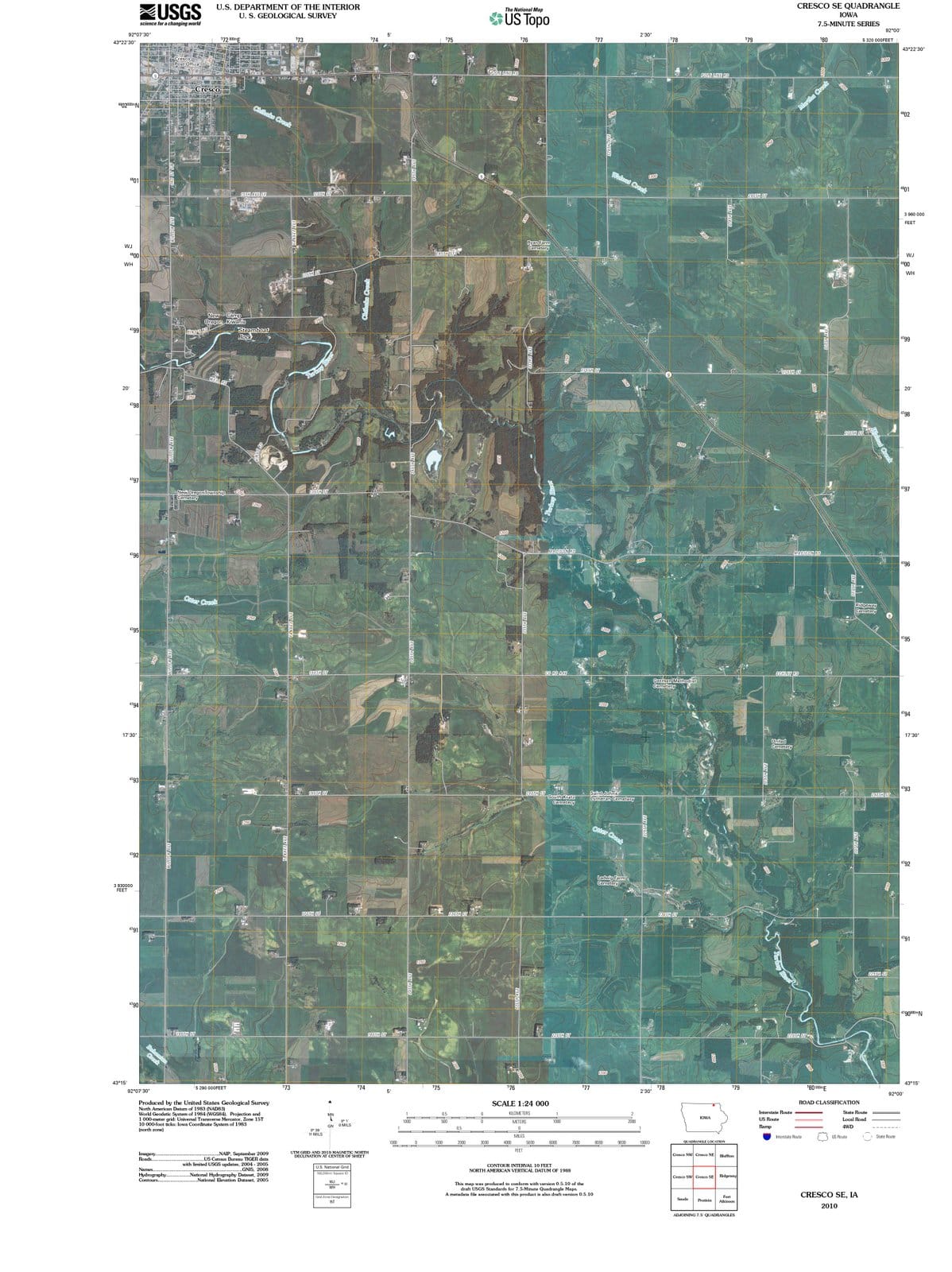 2010 Cresco, IA - Iowa - USGS Topographic Map