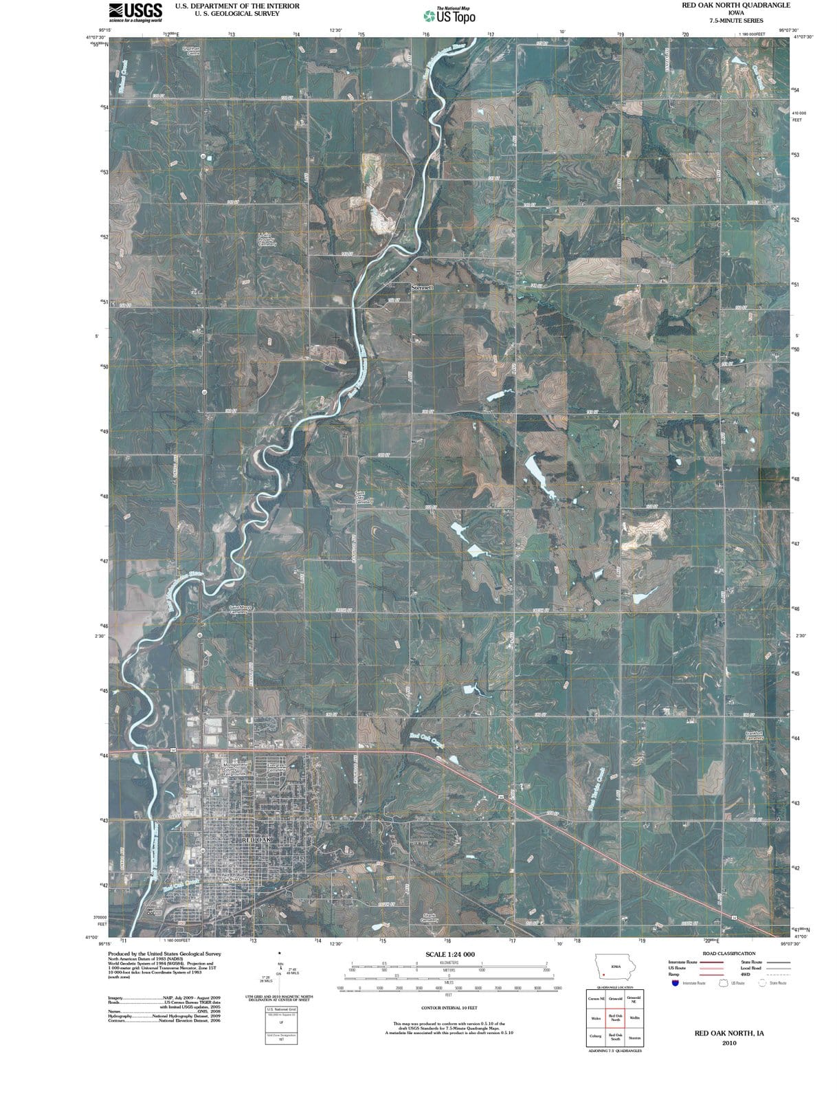 2010 Red Oak North, IA - Iowa - USGS Topographic Map