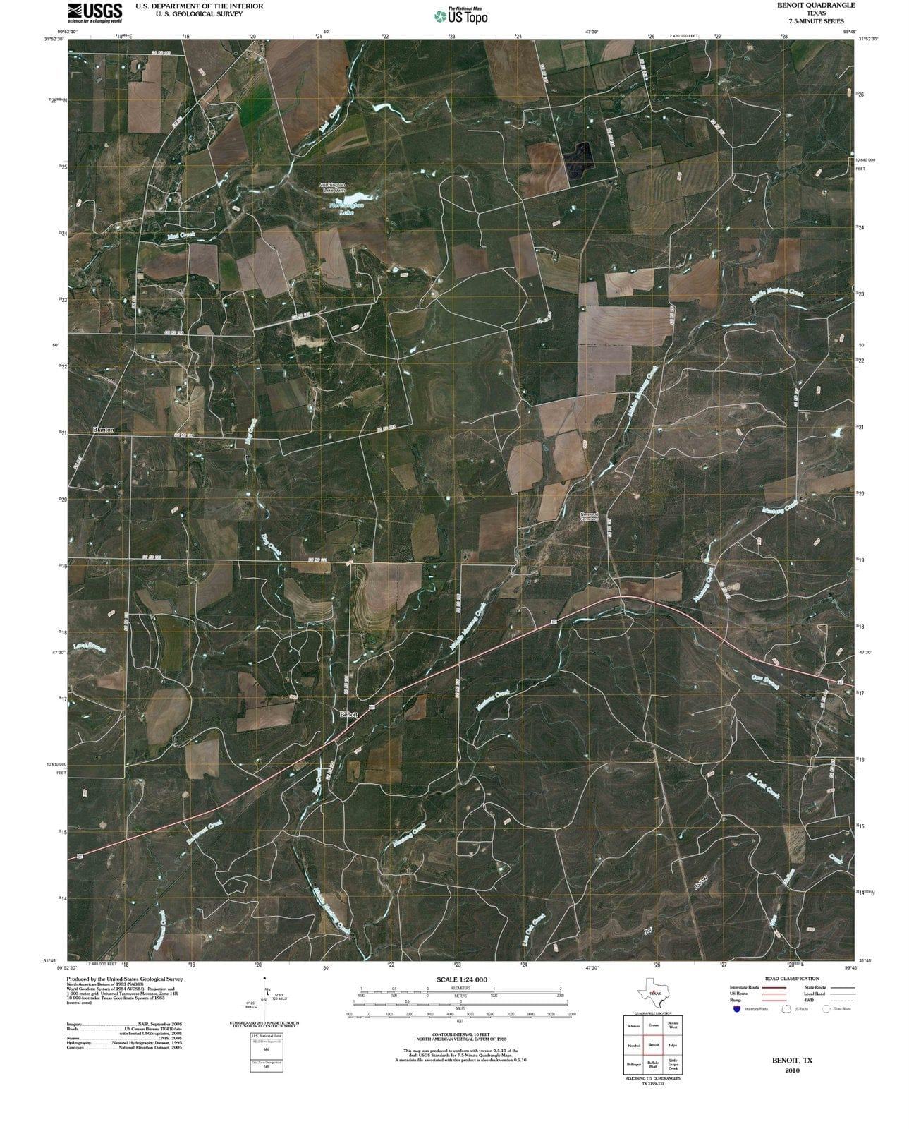 2010 Benoit, TX - Texas - USGS Topographic Map