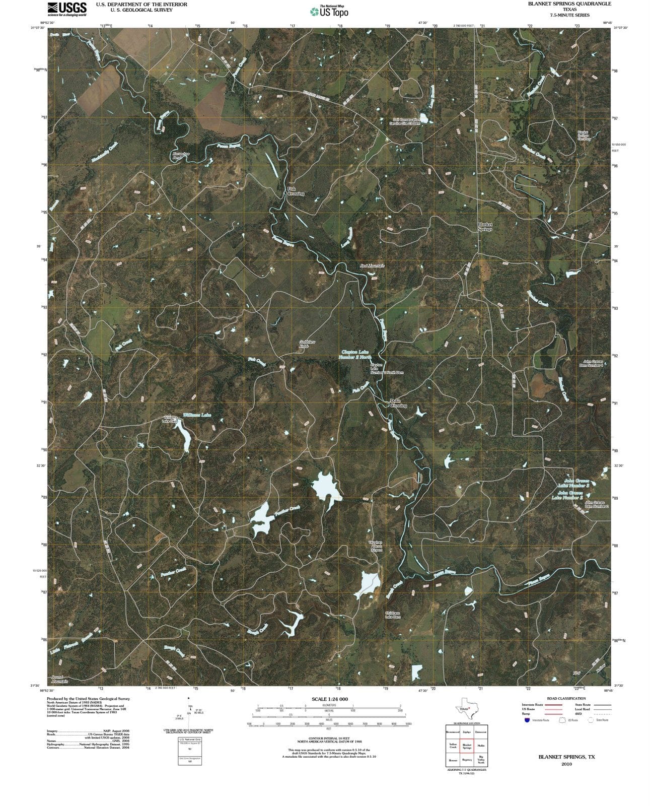 2010 Blanket Springs, TX - Texas - USGS Topographic Map