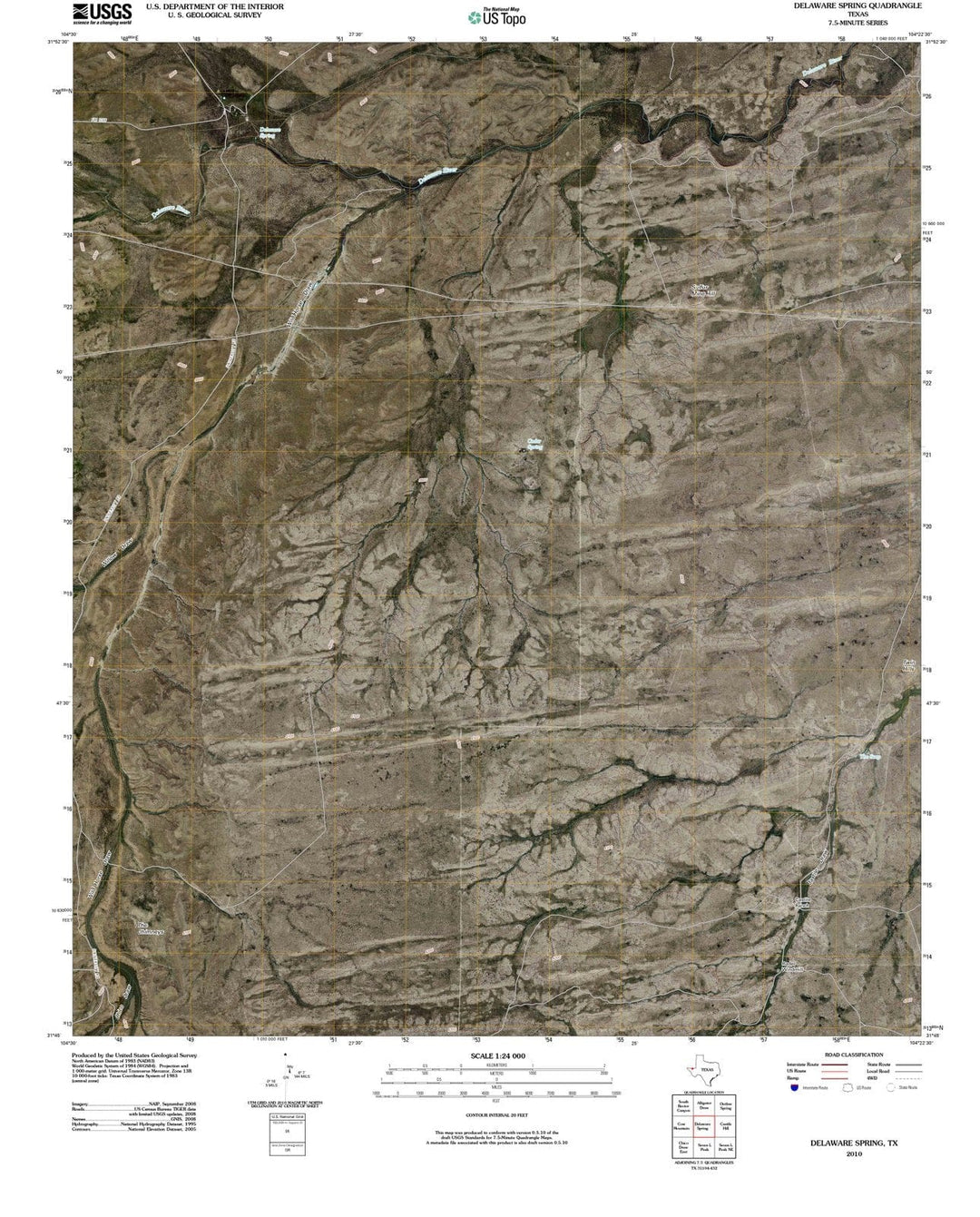 2010 Delaware Spring, TX - Texas - USGS Topographic Map