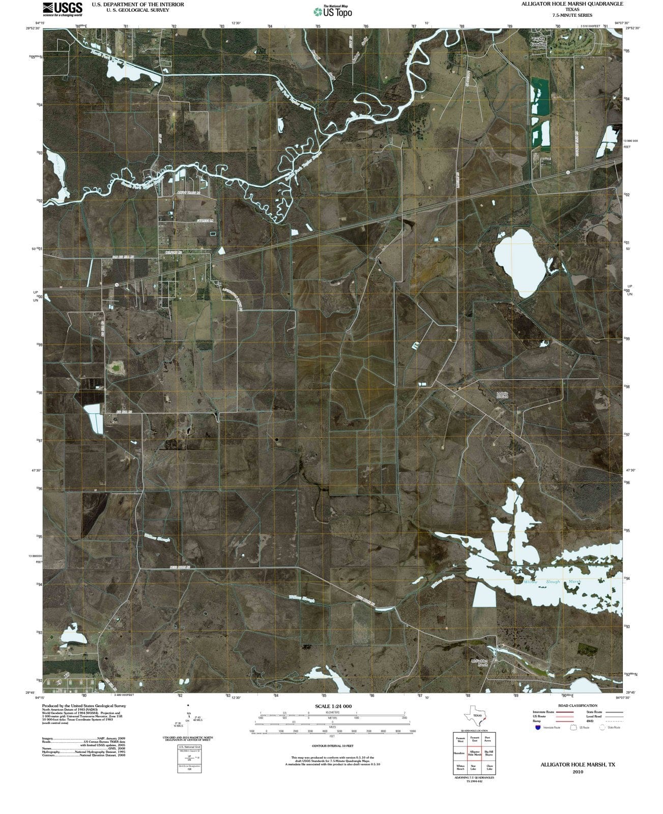 2010 Alligator Hole Marsh, TX - Texas - USGS Topographic Map