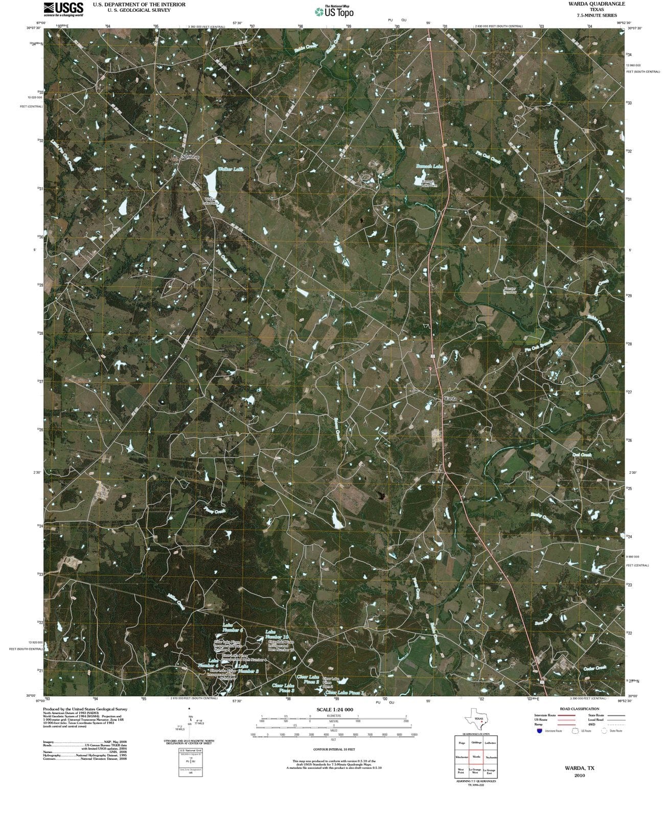 2010 Warda, TX - Texas - USGS Topographic Map
