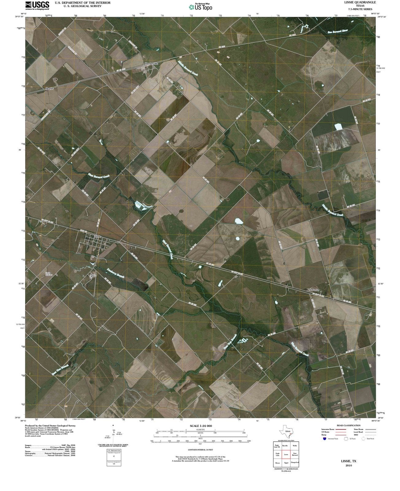 2010 Lissie, TX - Texas - USGS Topographic Map