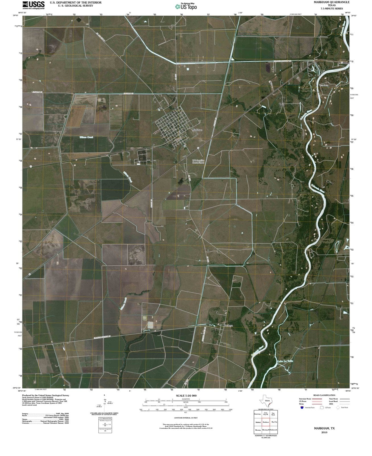 2010 Markham, TX - Texas - USGS Topographic Map