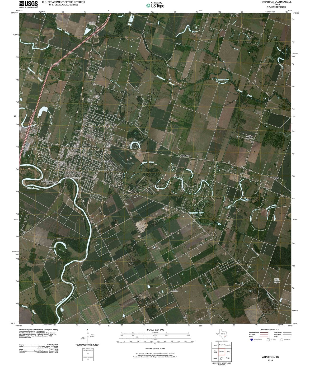 2010 Wharton, TX - Texas - USGS Topographic Map