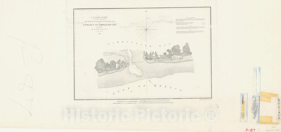 Historic Nautical Map - Entrance To Timballier Bay, 1853 NOAA Chart - Vintage Wall Art