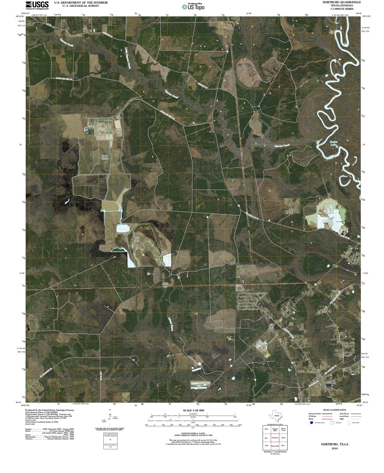 2010 Hartburg, TX - Texas - USGS Topographic Map