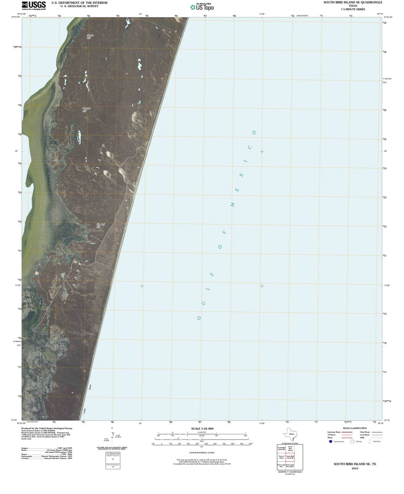 2010 South Bird Island, TX - Texas - USGS Topographic Map