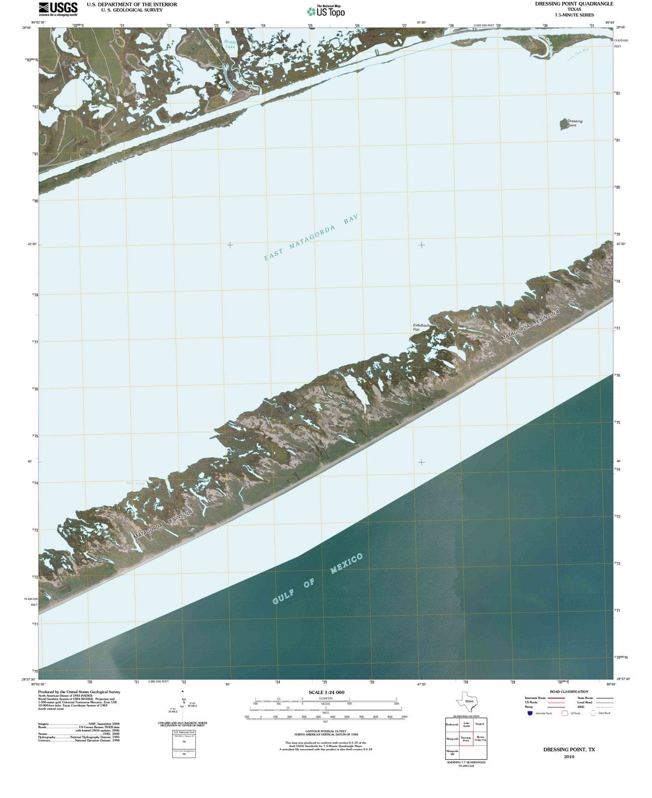 2010 Dressing Point, TX - Texas - USGS Topographic Map