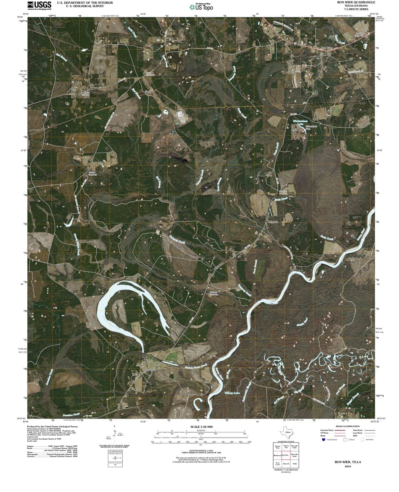 2010 Bon Wier, TX - Texas - USGS Topographic Map