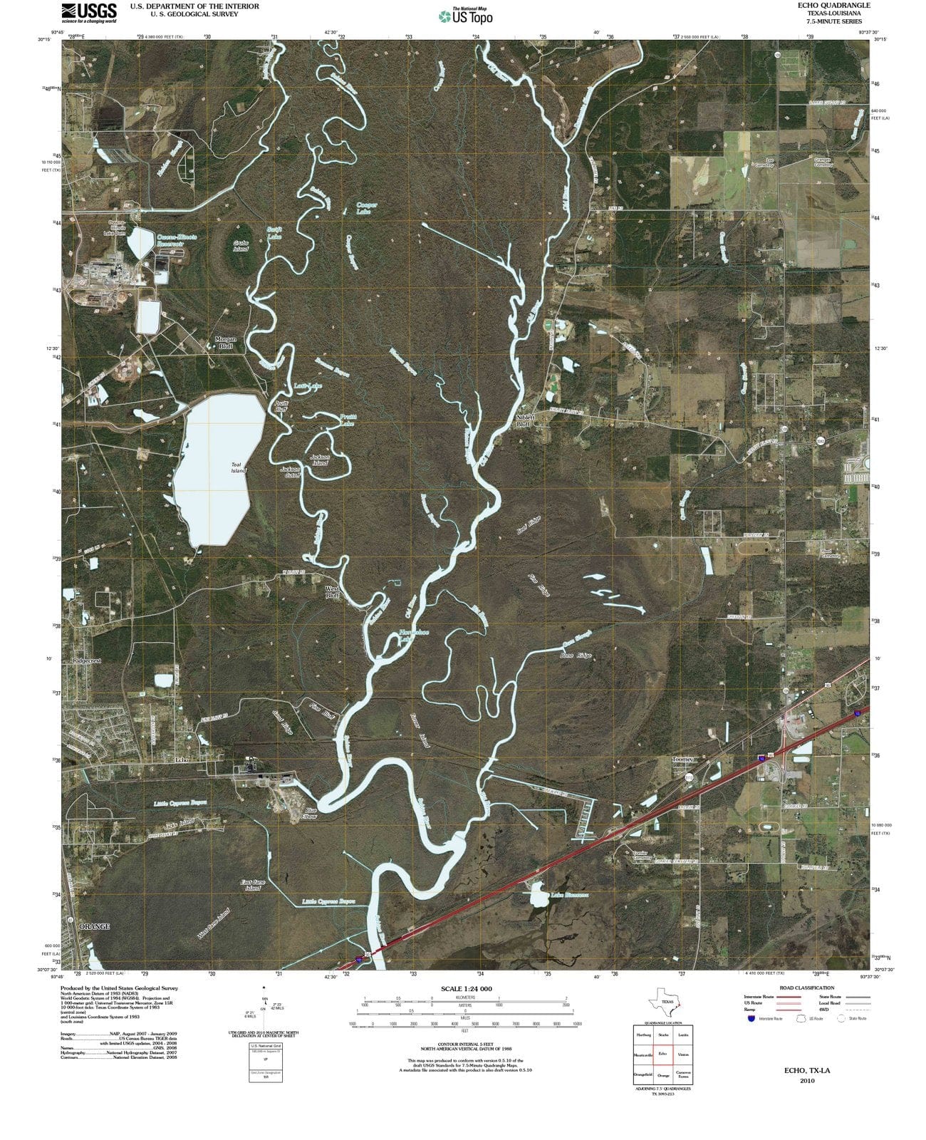 2010 Echo, TX - Texas - USGS Topographic Map