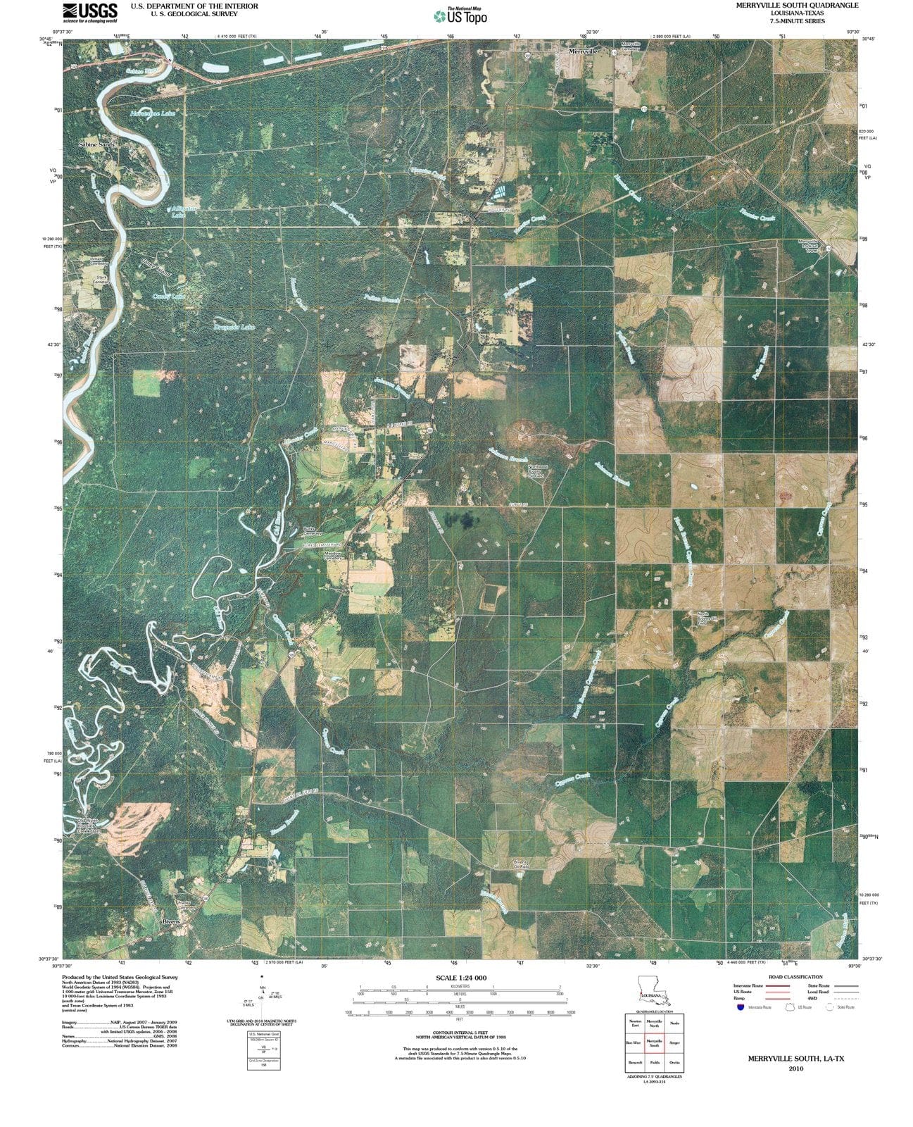 2010 Merryville South, LA - Louisiana - USGS Topographic Map